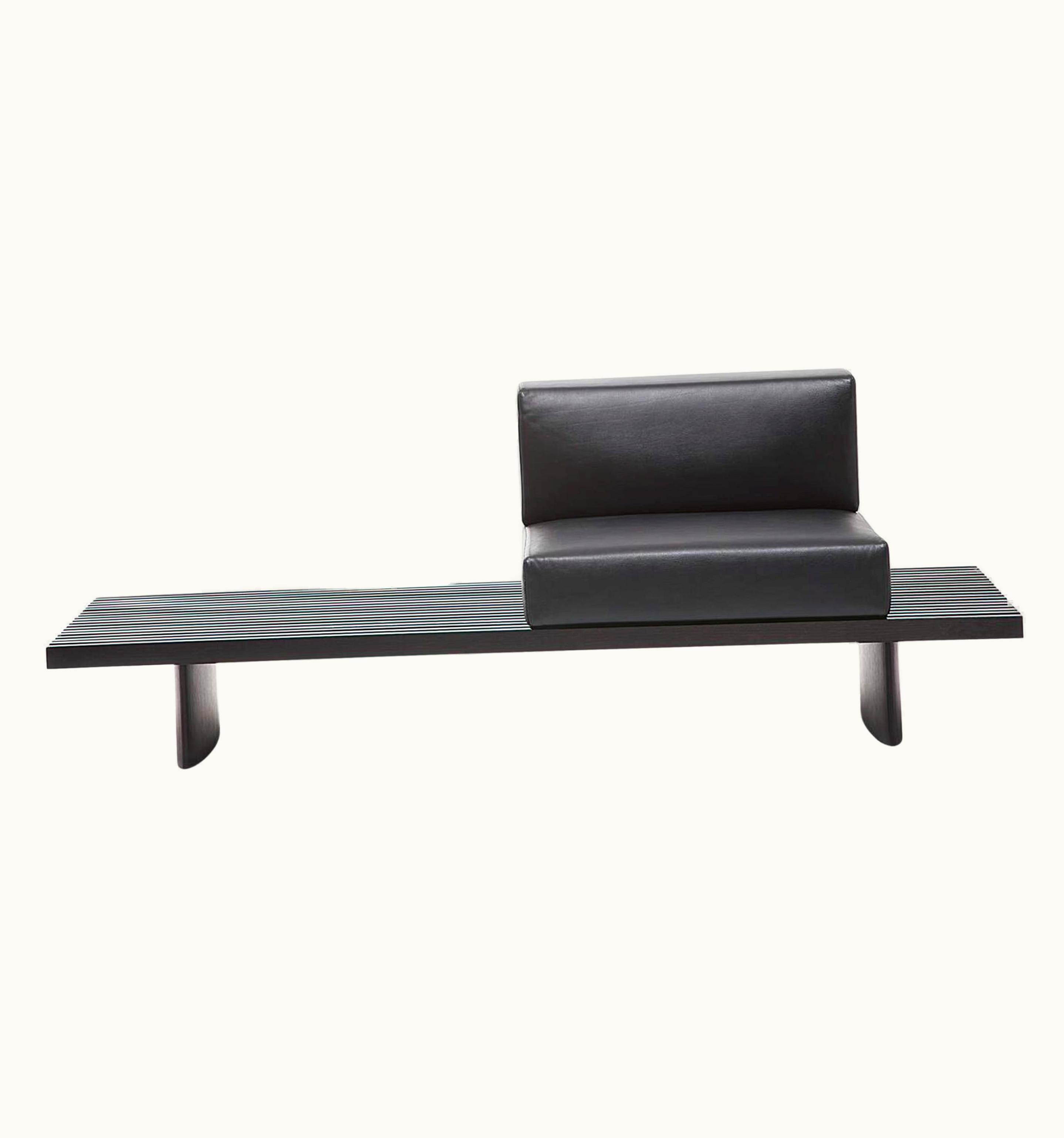 Charlotte Perriand Charlotte Perriand Refolo Modular Sofa, Wood And Black Leather By Cassina UZ0189679