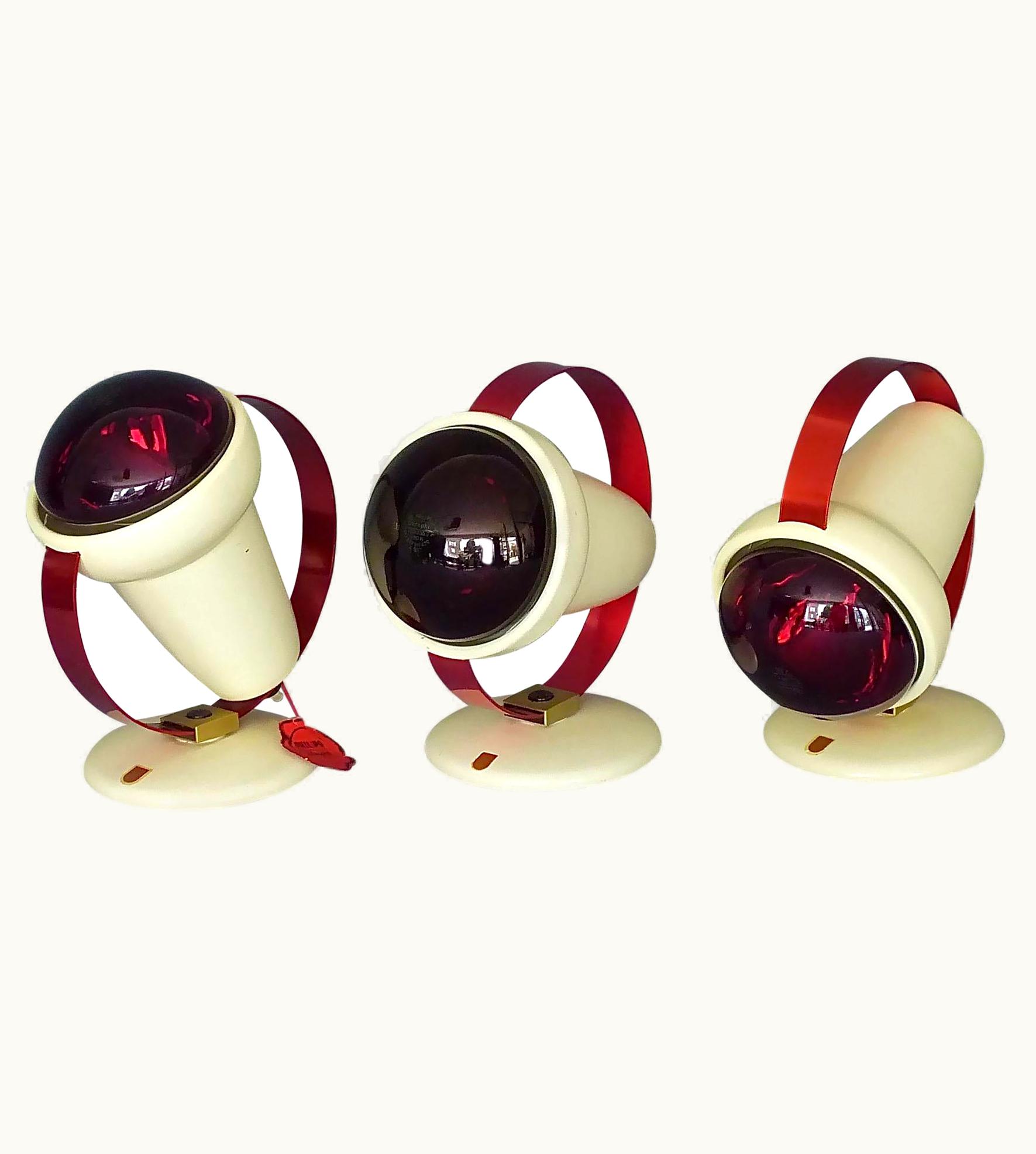 Charlotte Perriand Charlotte Perriand Table Wall Lamps For Philips Set Of Three Red Spaceage Lights