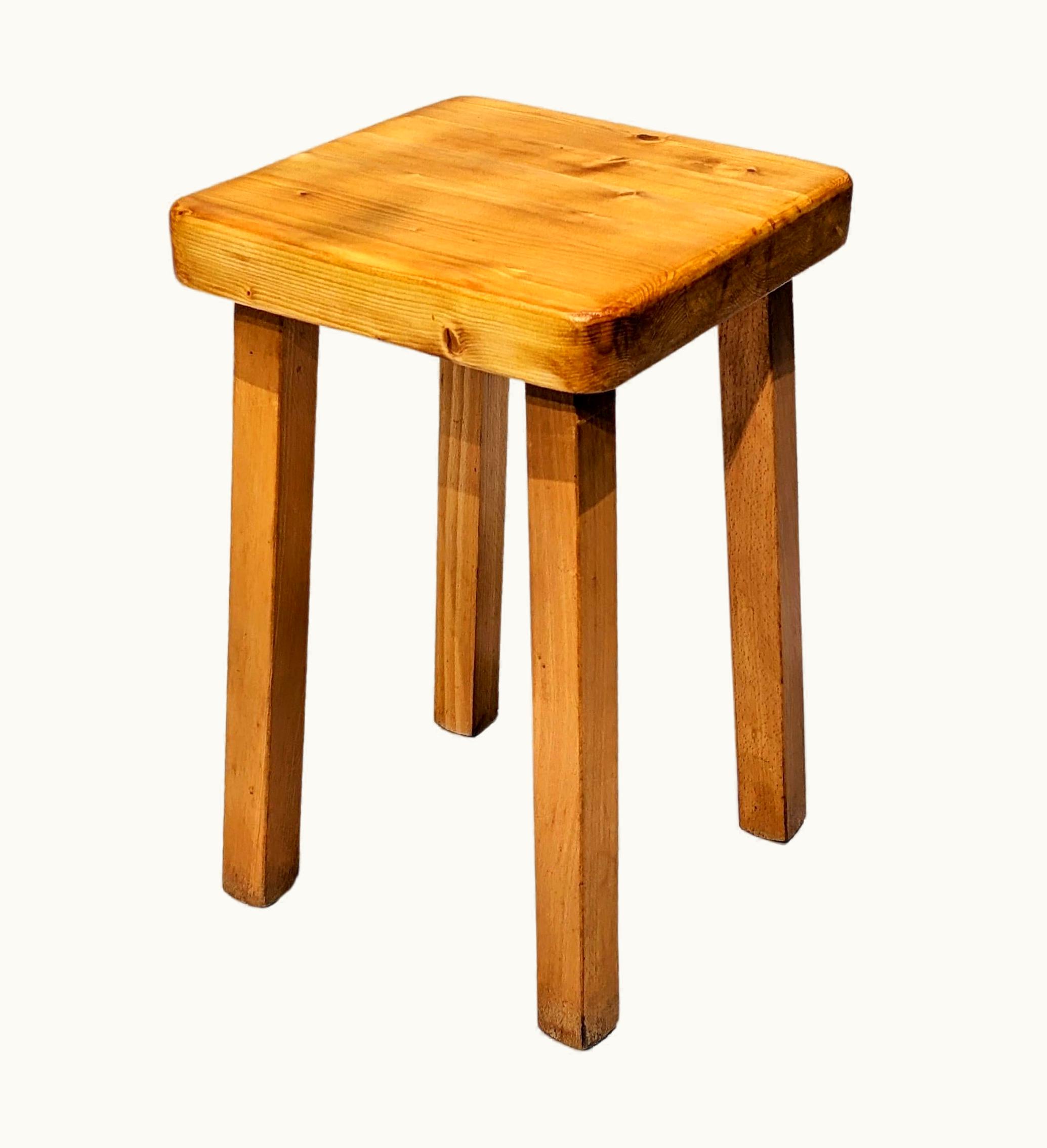 Charlotte Perriand Charlotte Perriand Pine Wood Stool By Charlotte Perriand For Les Arcs, 1800 UZ0189722