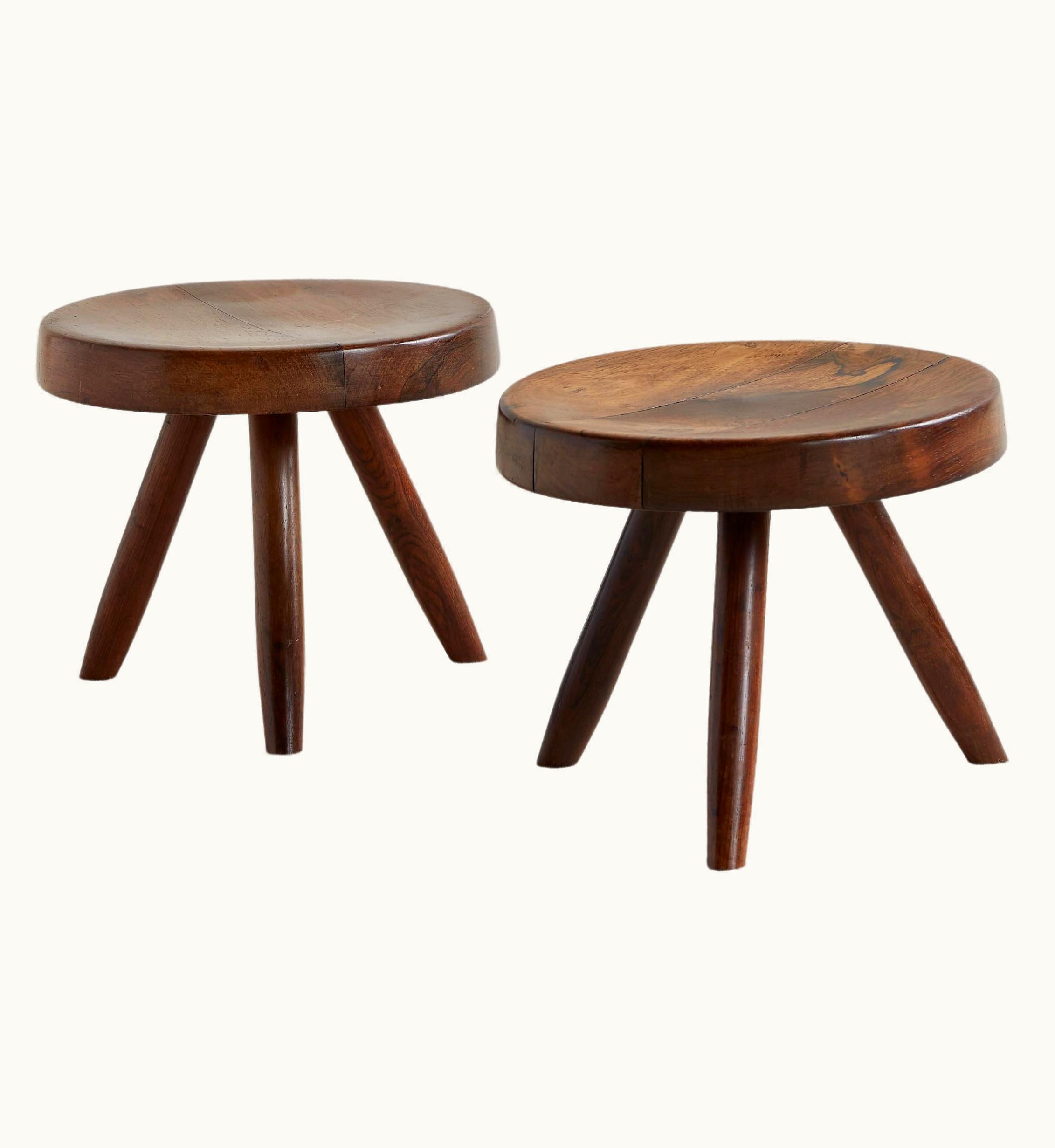 Charlotte Perriand Charlotte Perriand Rare Pair Of Charlotte Perriand Berger Stools In Jacaranda, Brazilian Rosewood