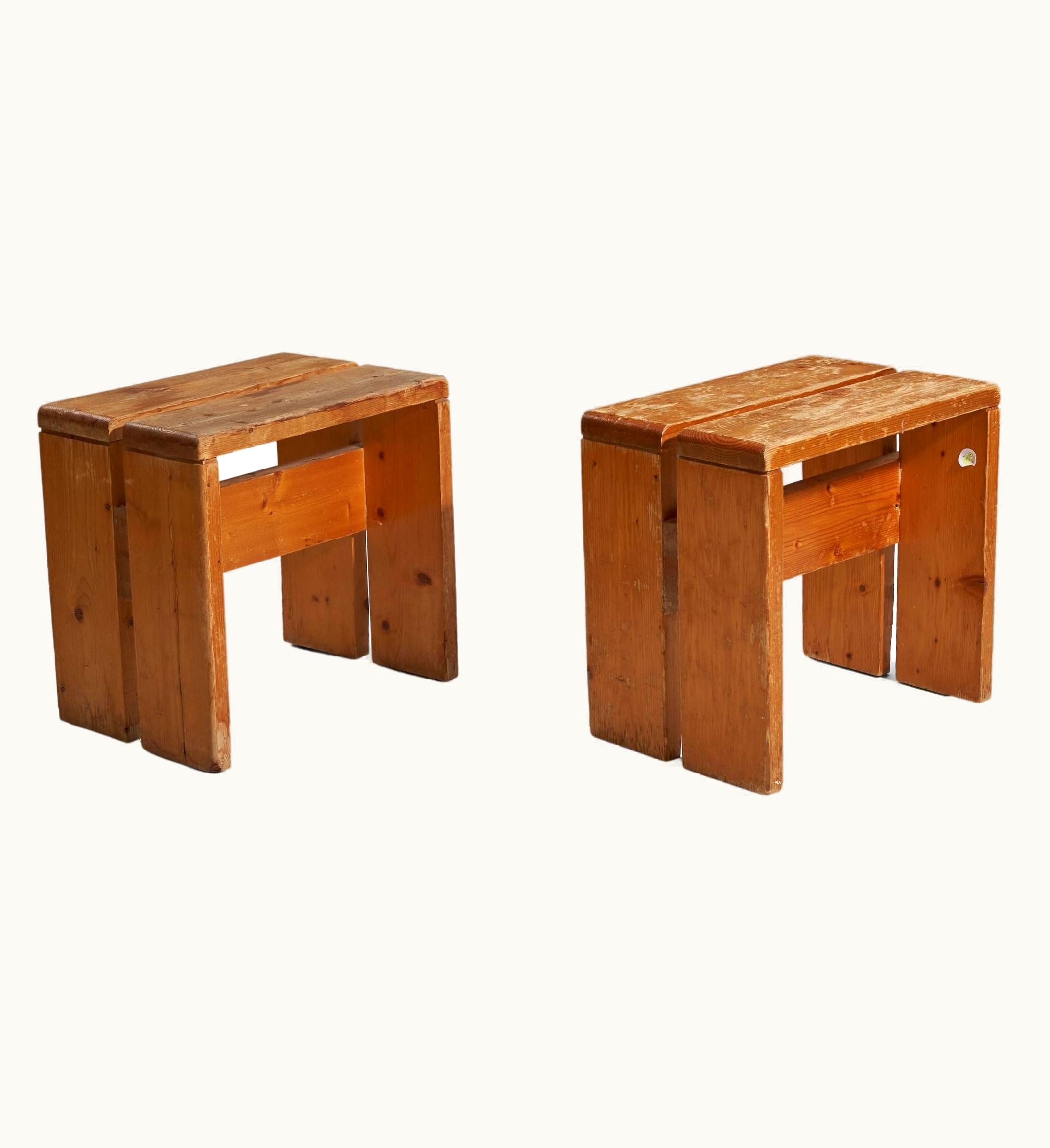 Charlotte Perriand Charlotte Perriand, Stools For Les Arcs, Pine, France, 1968