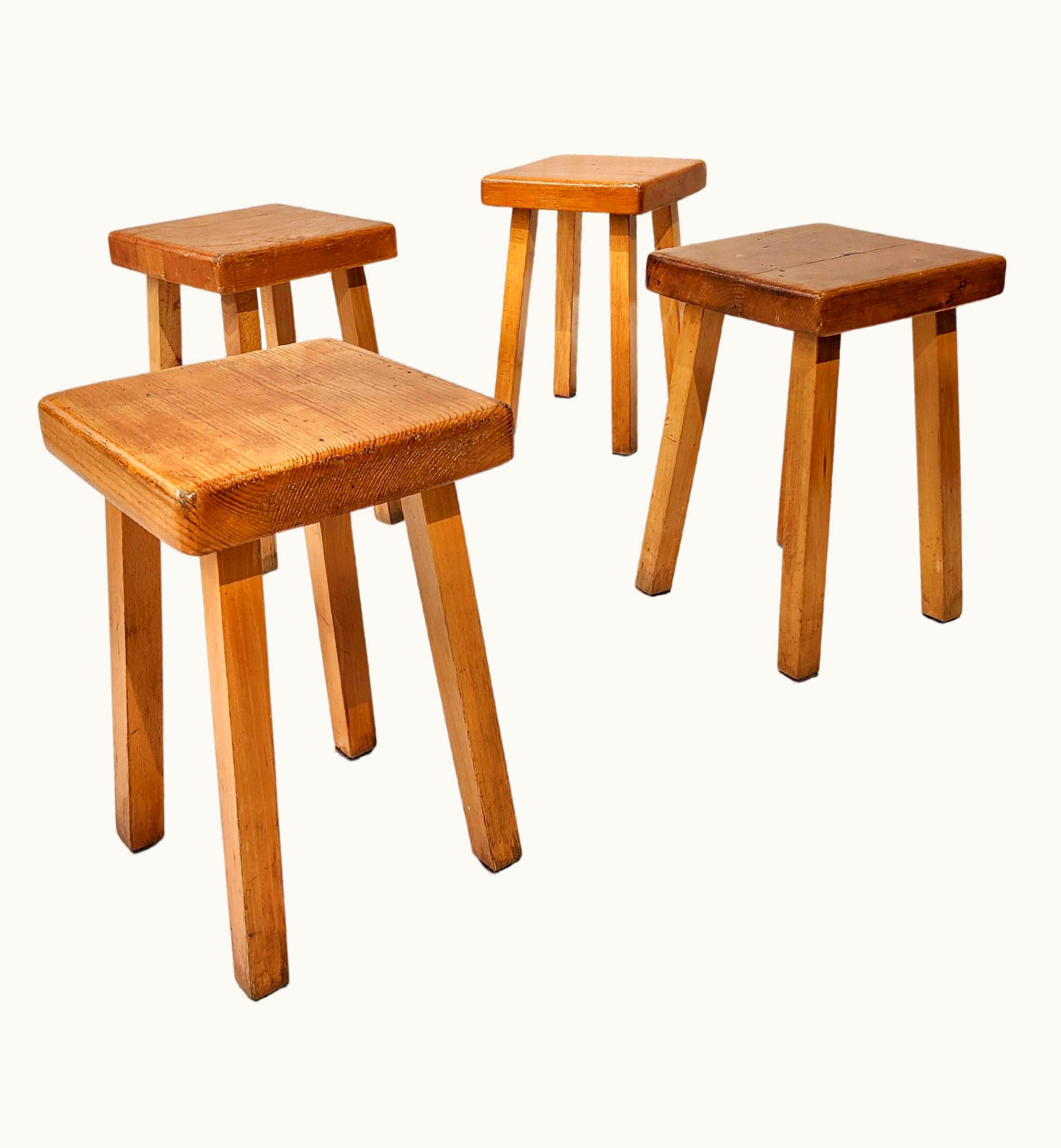Charlotte Perriand Charlotte Perriand Pine Wood Stool By Charlotte Perriand For Les Arcs 1800