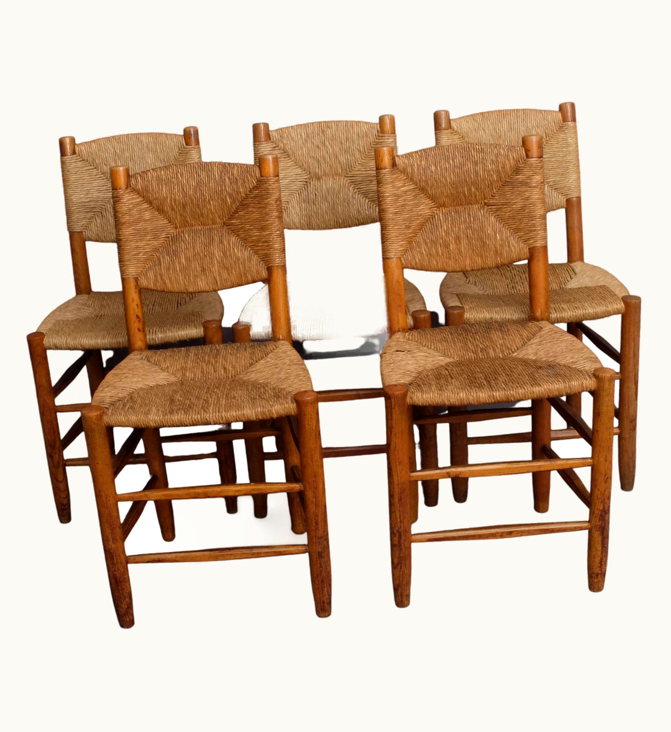 Charlotte Perriand Charlotte Perriand Set Of 5 Original Perriand No 19 Bauche Chair Known Provenance!