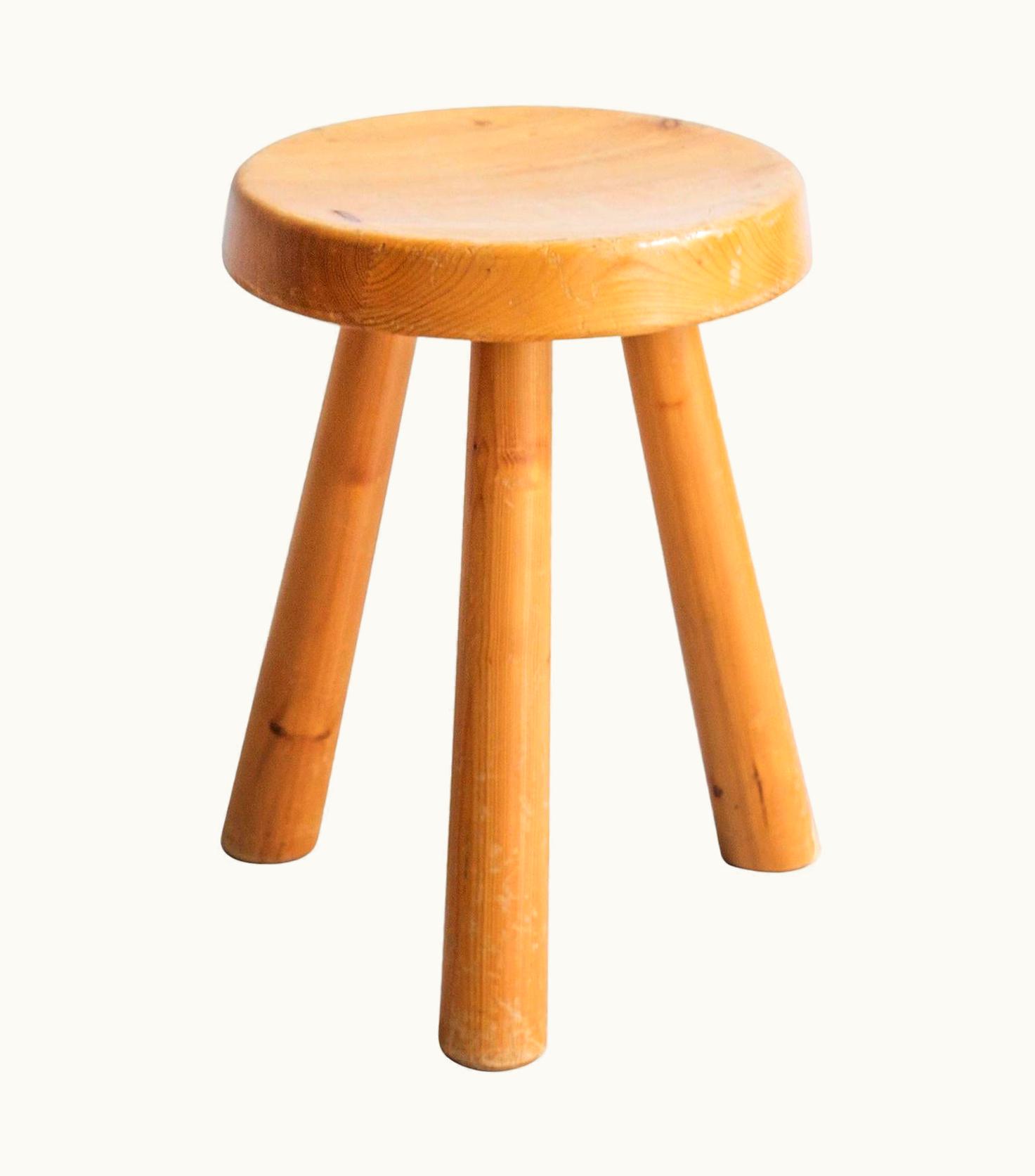 Charlotte Perriand Charlotte Perriand '60s Charlotte Perriand Les Arcs 'Tripod Stool' Pinewood