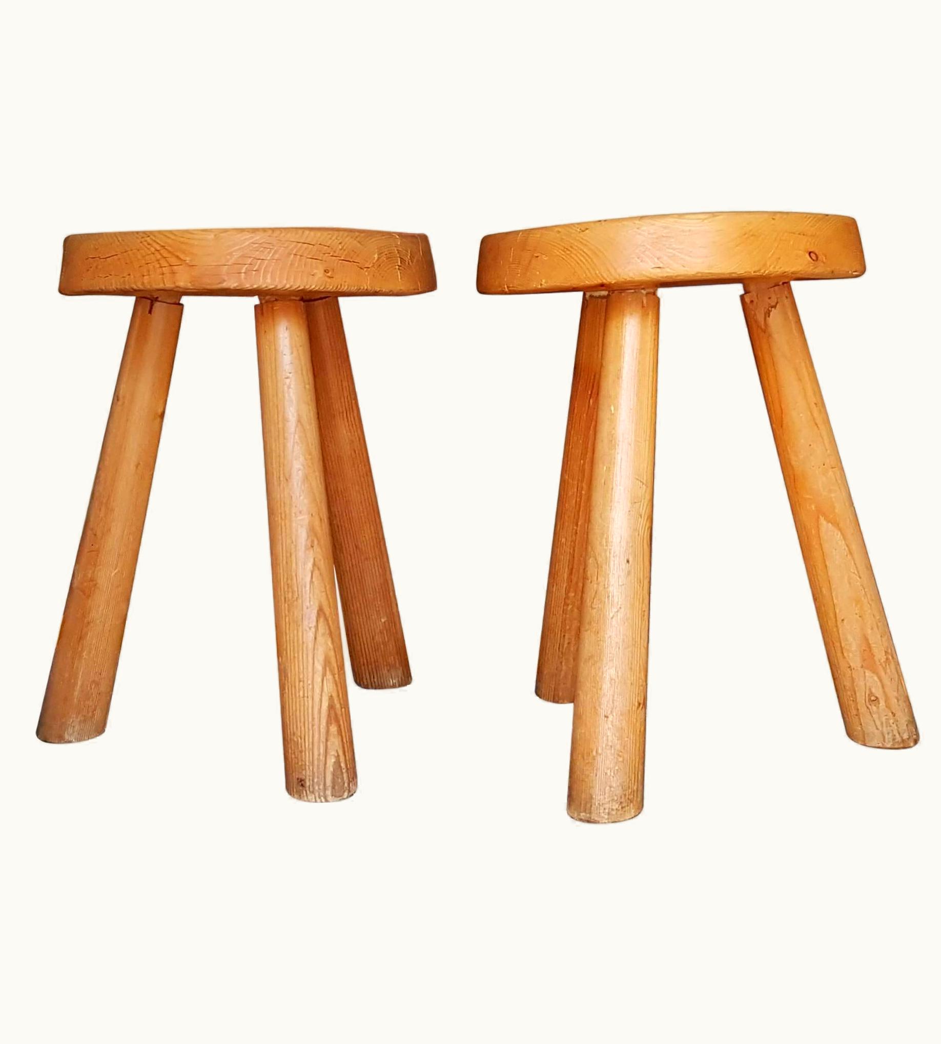 Charlotte Perriand Charlotte Perriand Pair Of Charlotte Perriand Stool From 1966 In Bois D'Arolle