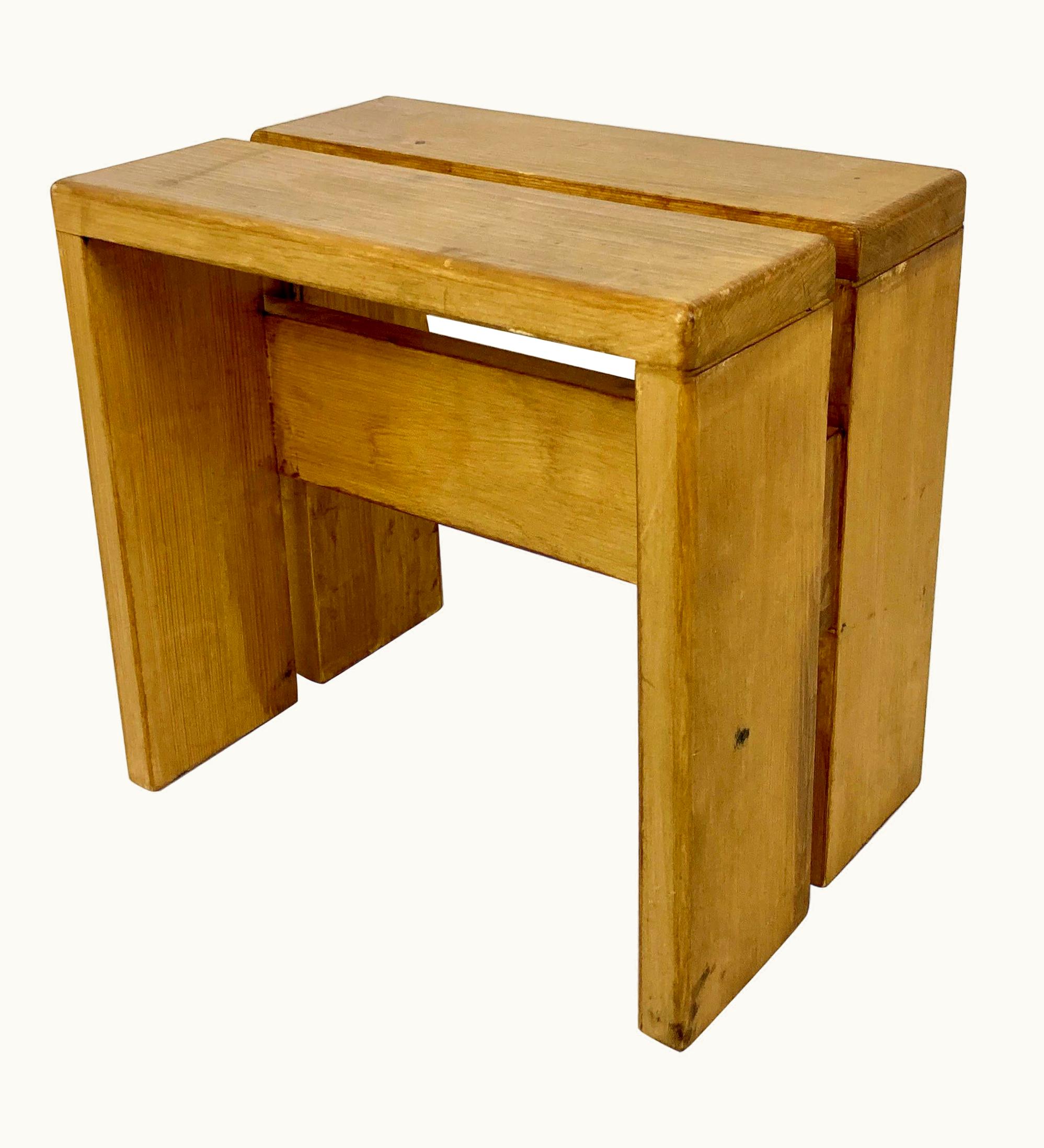 Charlotte Perriand Charlotte Perriand Stools/Side Table From Les Arcs, France 1970s, Charlotte Perriand