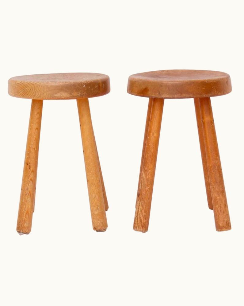Charlotte Perriand Charlotte Perriand Very Rare Set Of Charlotte Perriand 4 Legs Configuration Stools