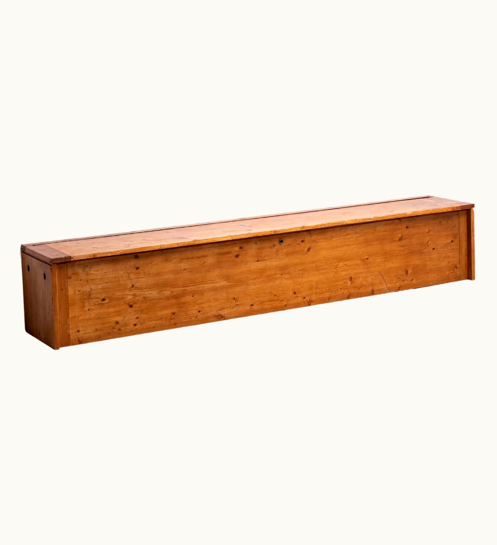 Charlotte Perriand Charlotte Perriand Pine Storage Bench For Les Arcs, France, 1960s