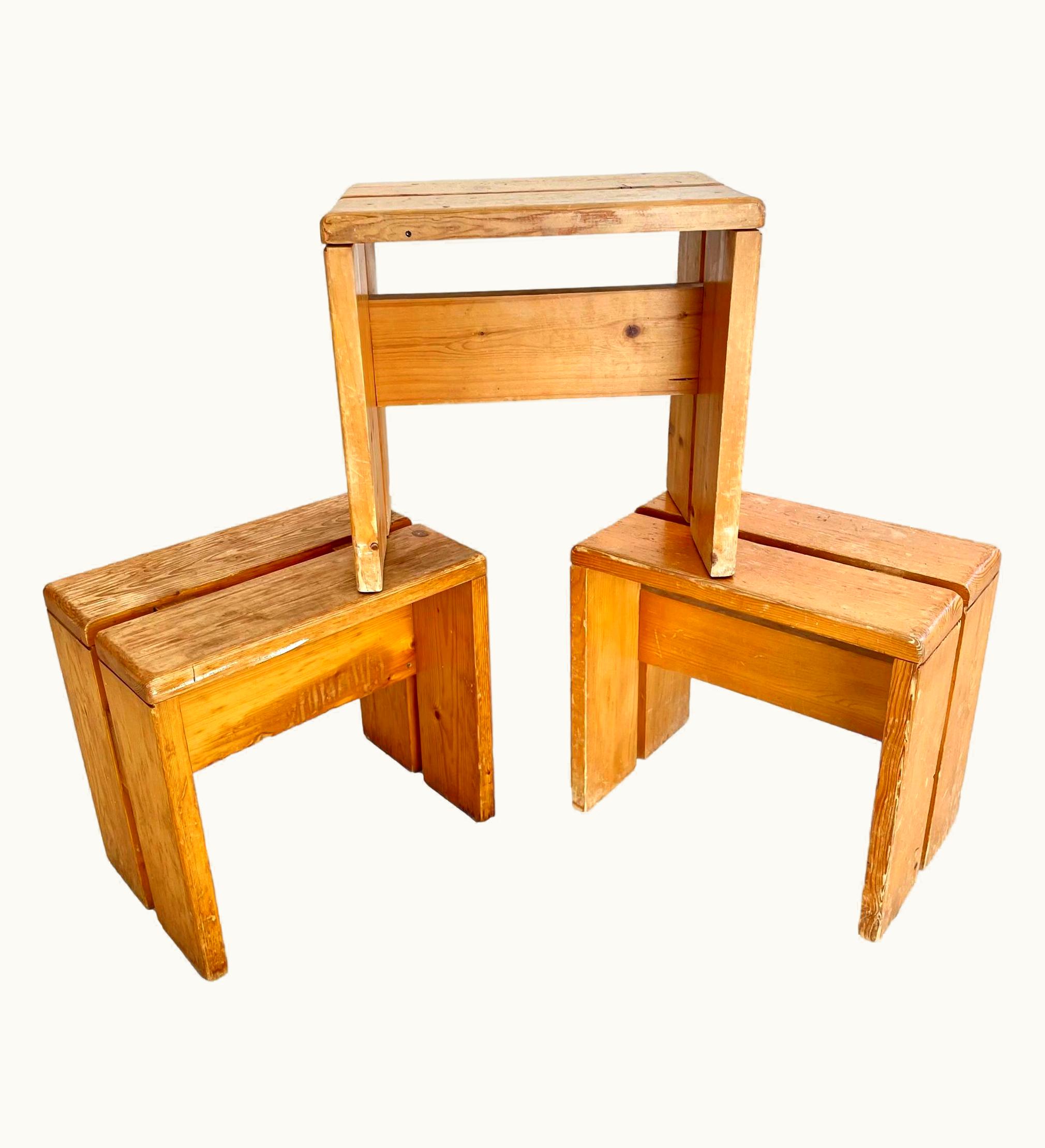 Charlotte Perriand Charlotte Perriand Pine Stool For Les Arcs