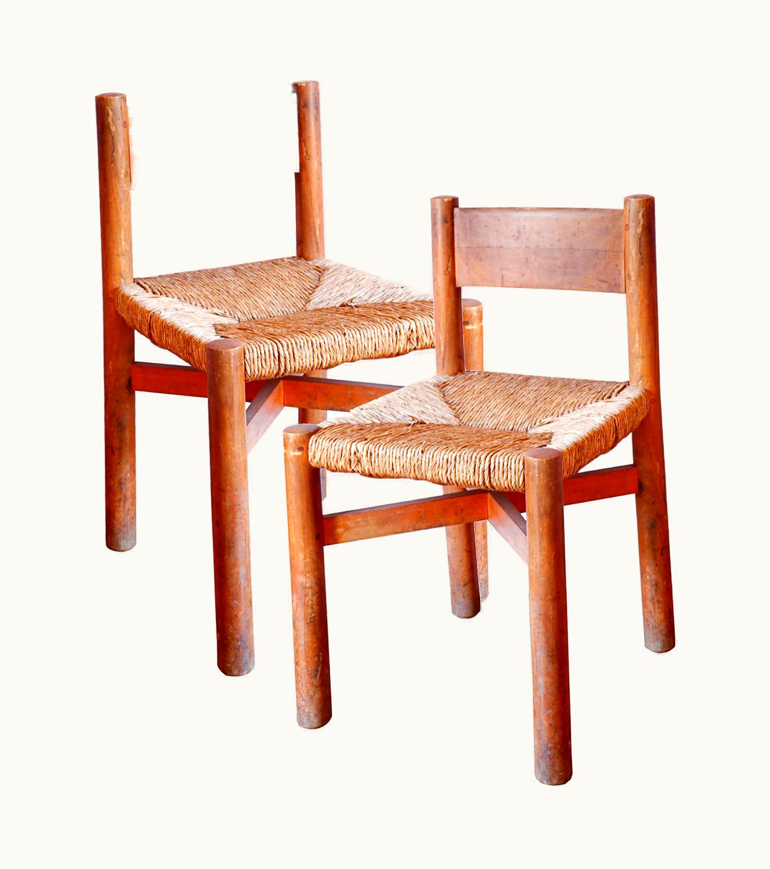 Charlotte Perriand Charlotte Perriand Pair Of French Beechwood Side Chairs By Charlotte Perriand