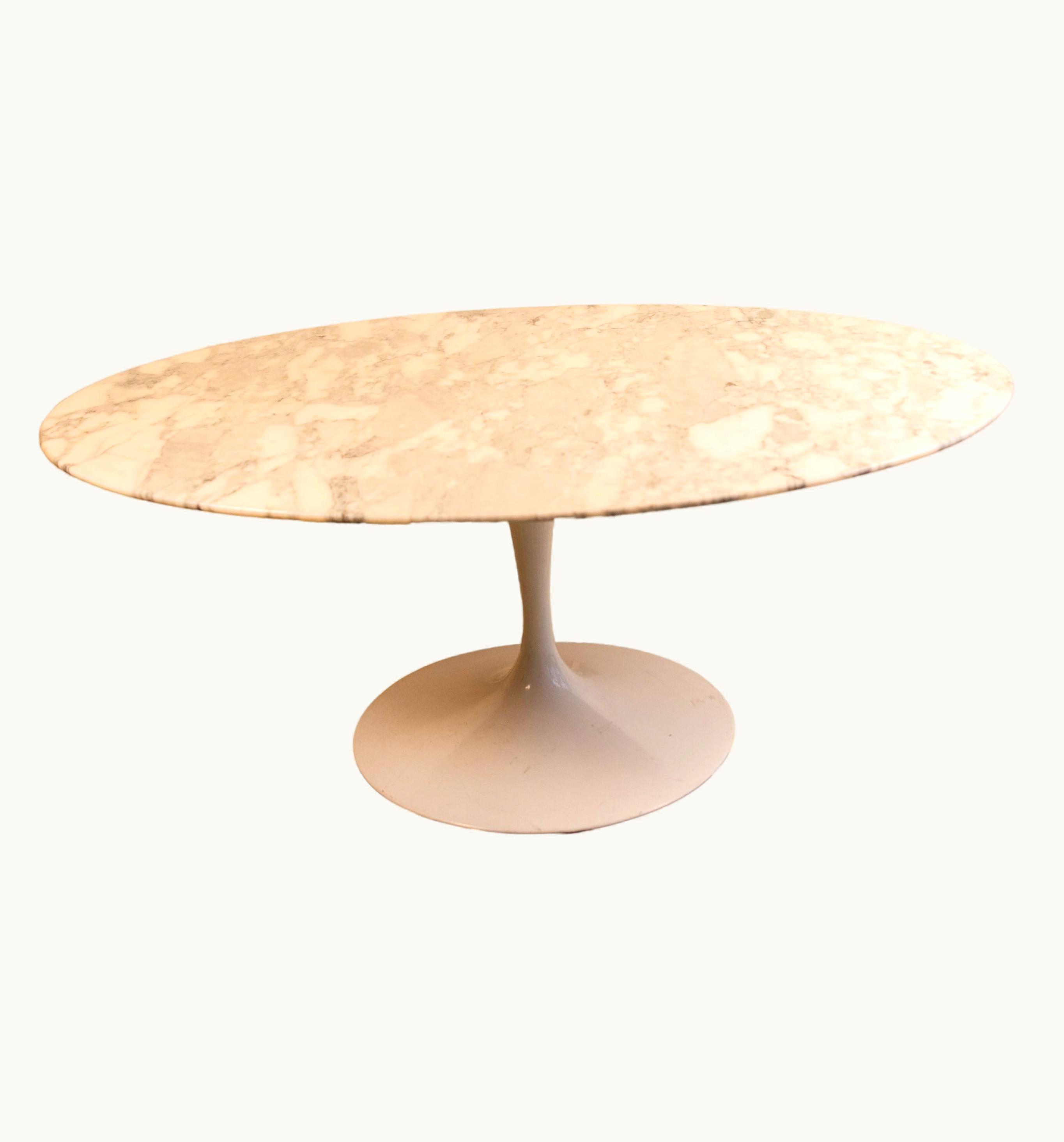 Eero Saarinen Eero Saarinen Tulip Oval Coffee Table In Marble By Eero Saarinen For Knoll International