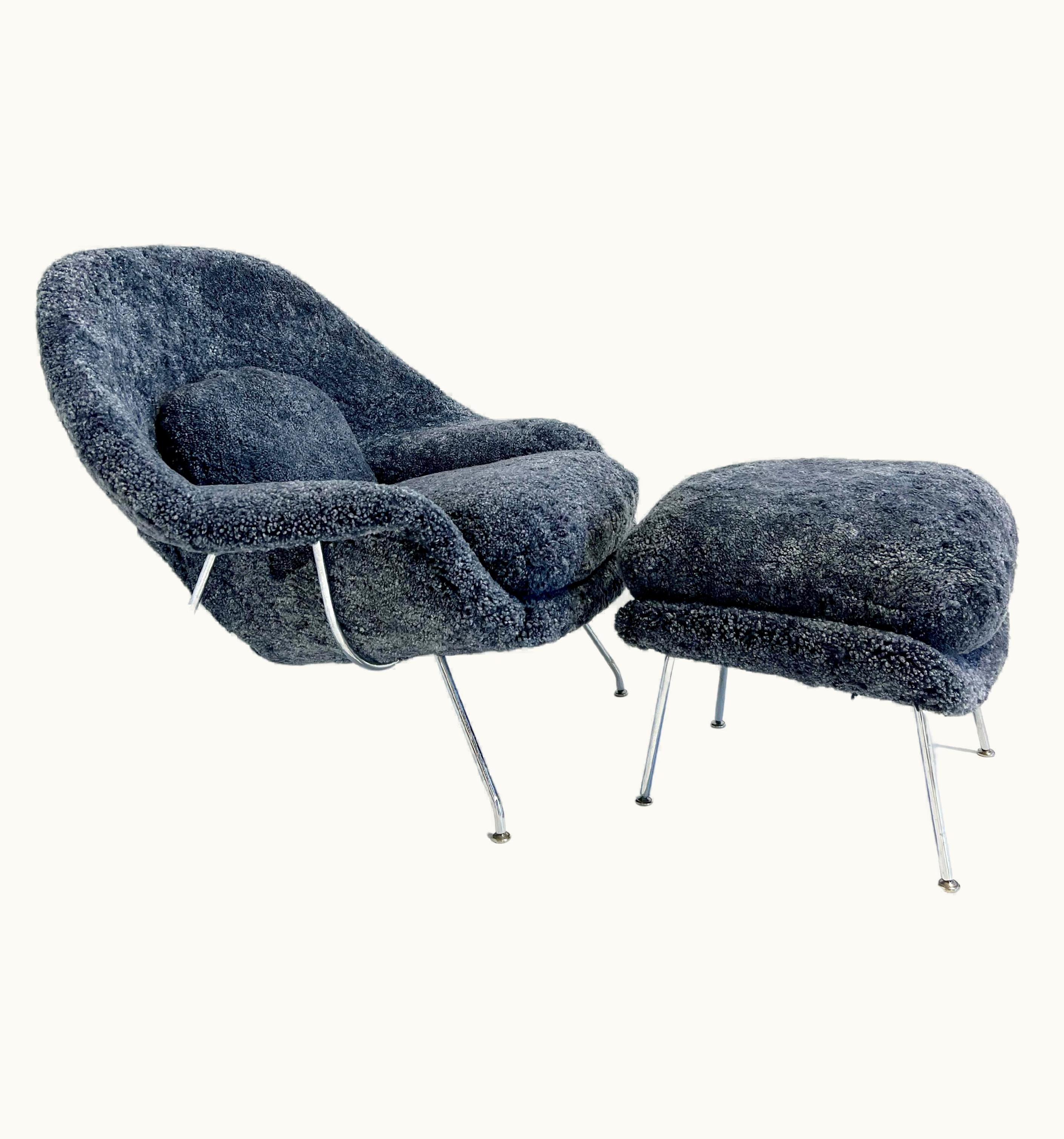 Eero Saarinen Eero Saarinen Forsyth Bespoke Eero Saarinen Womb Chair And Ottoman In Shearling UZ0189849