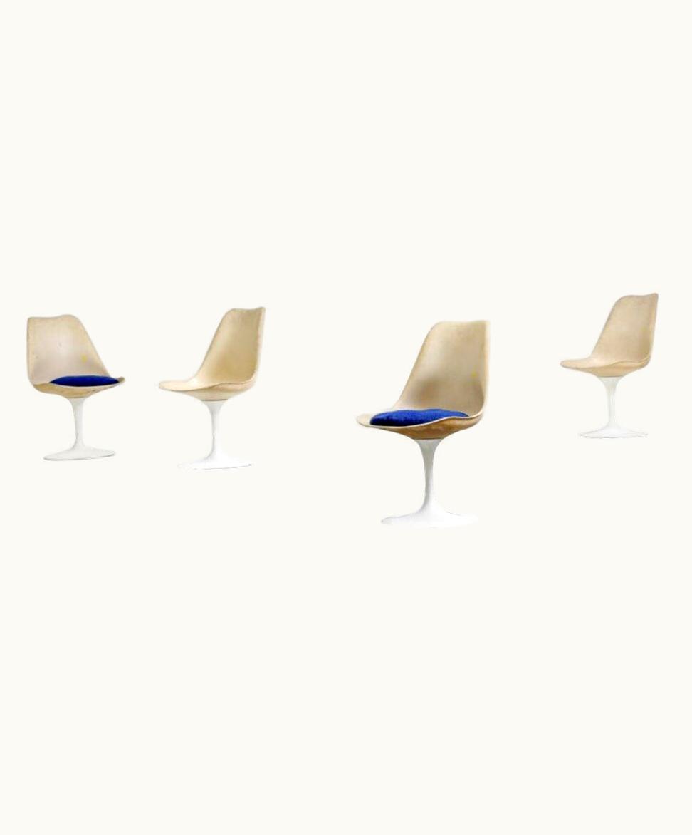 Eero Saarinen Eero Saarinen Set Of 4 Off White Tulip 151 Chair By Eero Saarinen For Knoll Mid-Century Modern