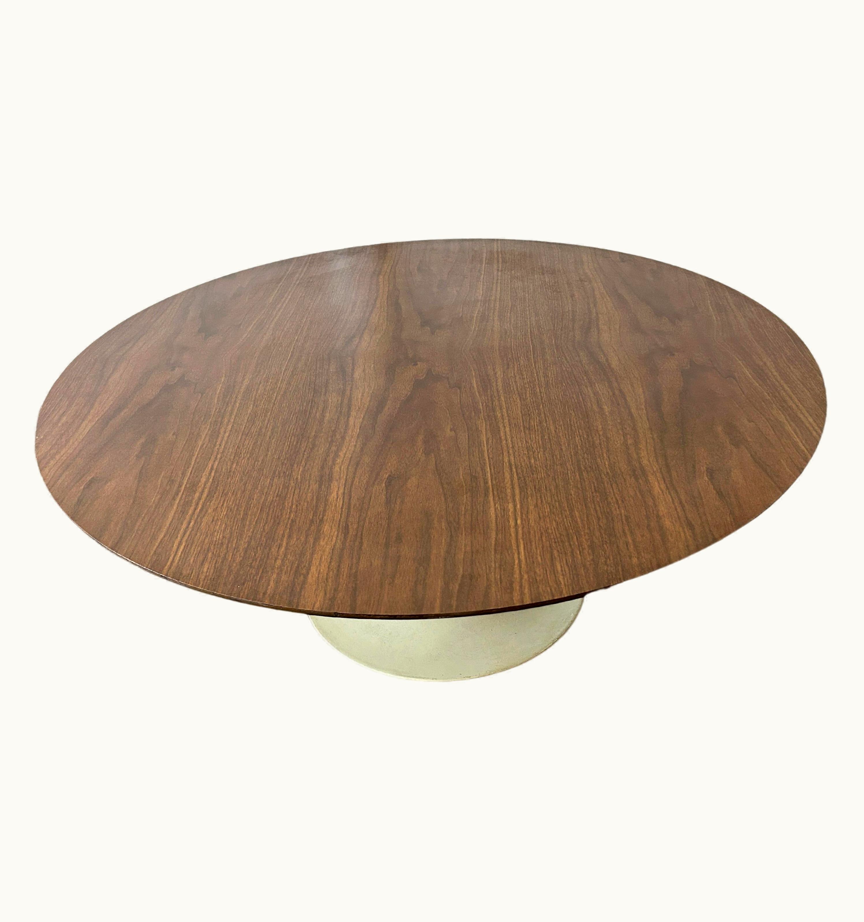 Eero Saarinen Eero Saarinen Mid-Century Modern Knoll 3' Round Tulip Coffee Table Walnut By Eero Saarinen
