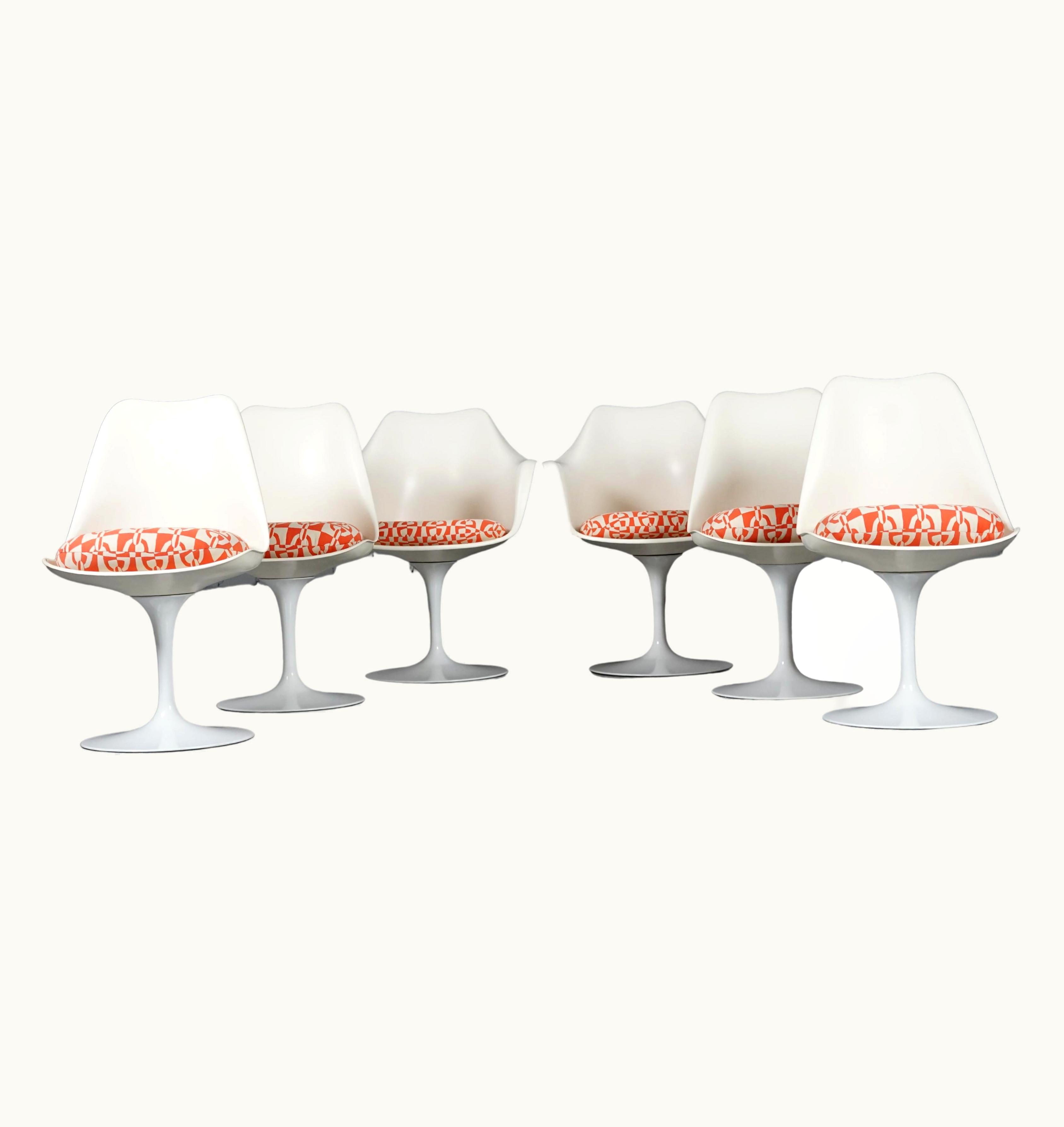 Eero Saarinen Eero Saarinen Tulip Chairs And Armchairs In Hermès Upholstery By Eero Saarinen For Knoll Int