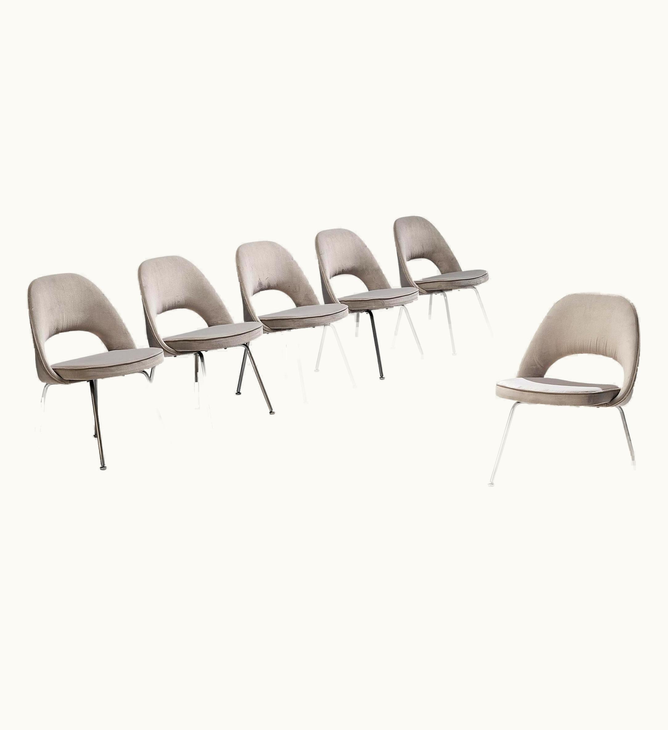Eero Saarinen Eero Saarinen Knoll Eero Saarinen For Knoll Set Of Six Chairs In Grey Velvet
