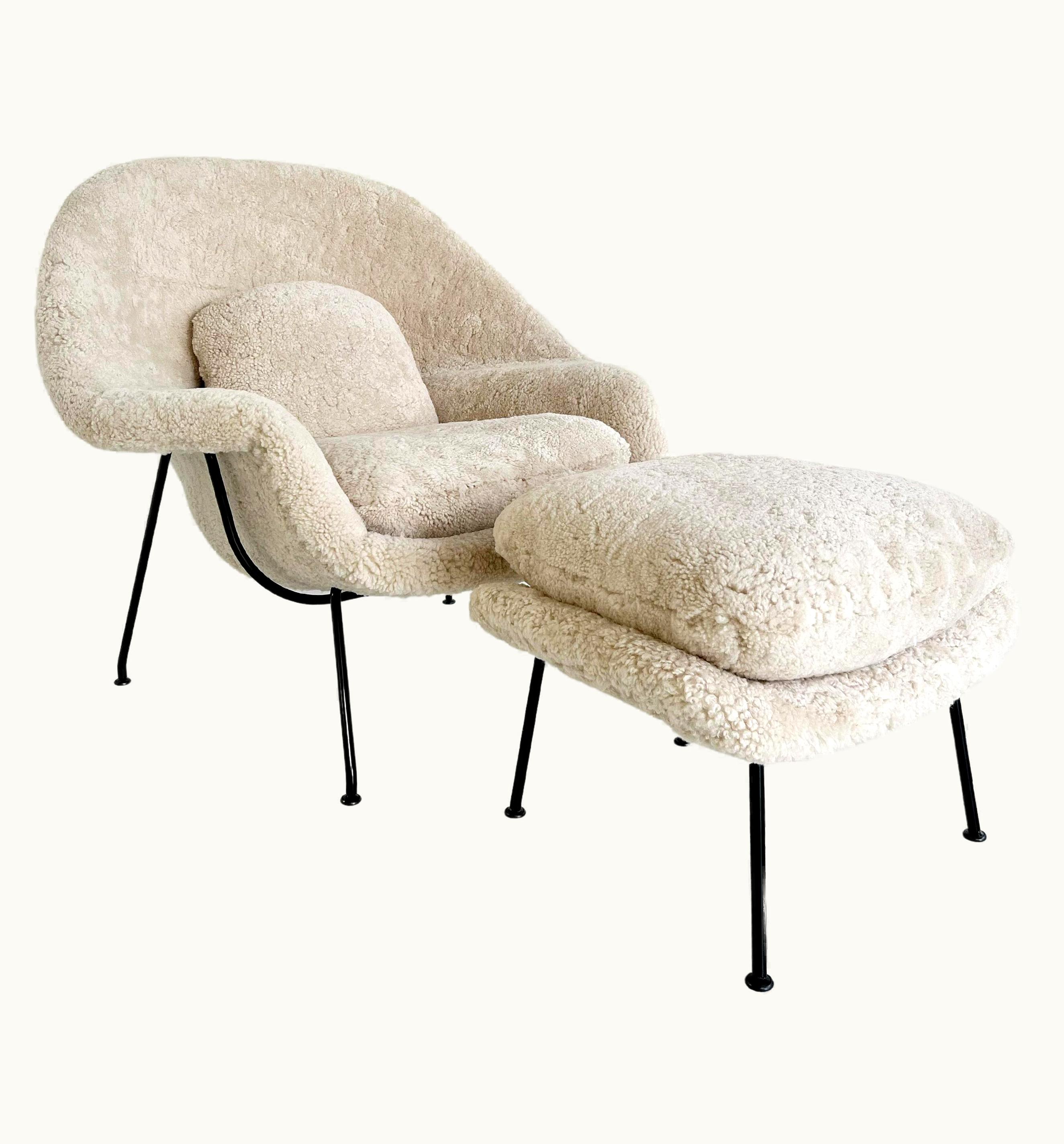 Eero Saarinen Eero Saarinen Forsyth Bespoke Eero Saarinen Womb Chair And Ottoman In Shearling UZ0189910