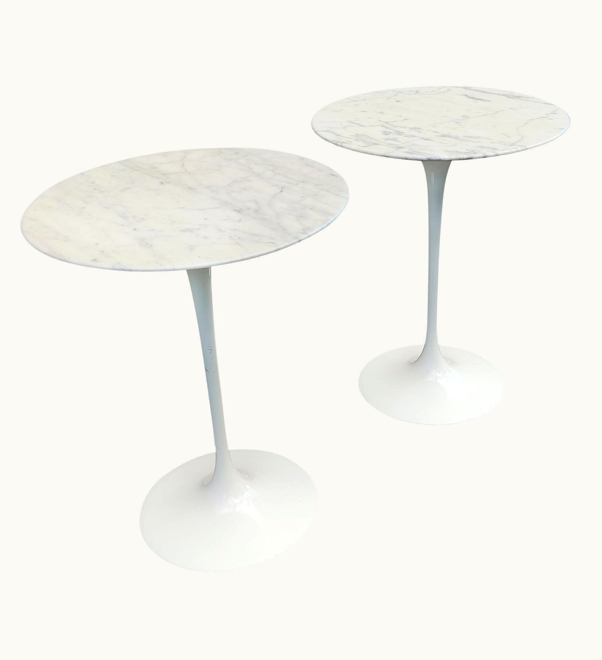 Eero Saarinen Eero Saarinen Perfect Pair Of Saarinen Knoll Studio Round Marble Top Tulip Side Or End Table