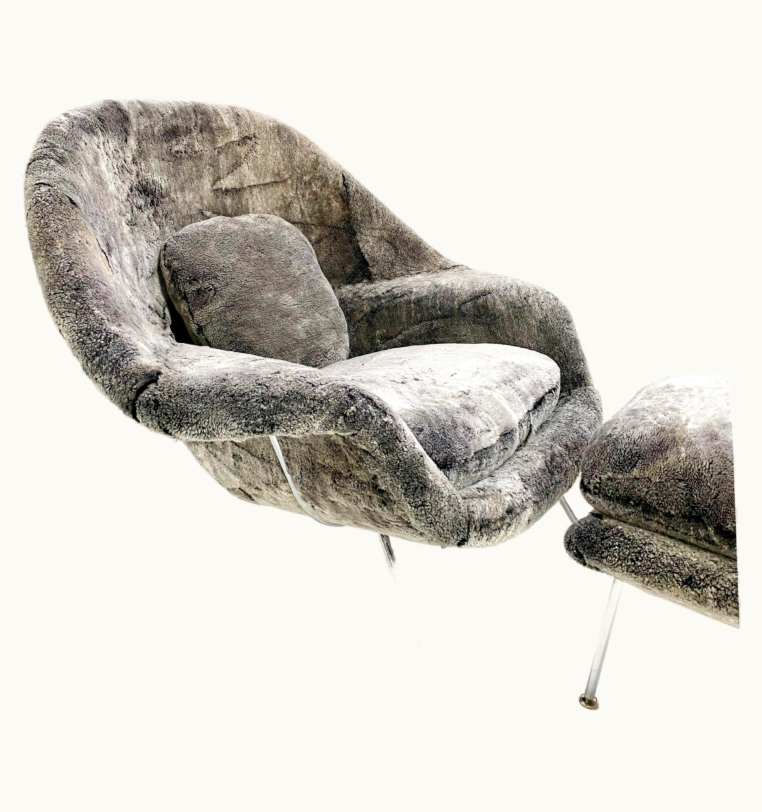 Eero Saarinen Eero Saarinen Forsyth Bespoke Eero Saarinen Womb Chair And Ottoman In Patagonia Shearling