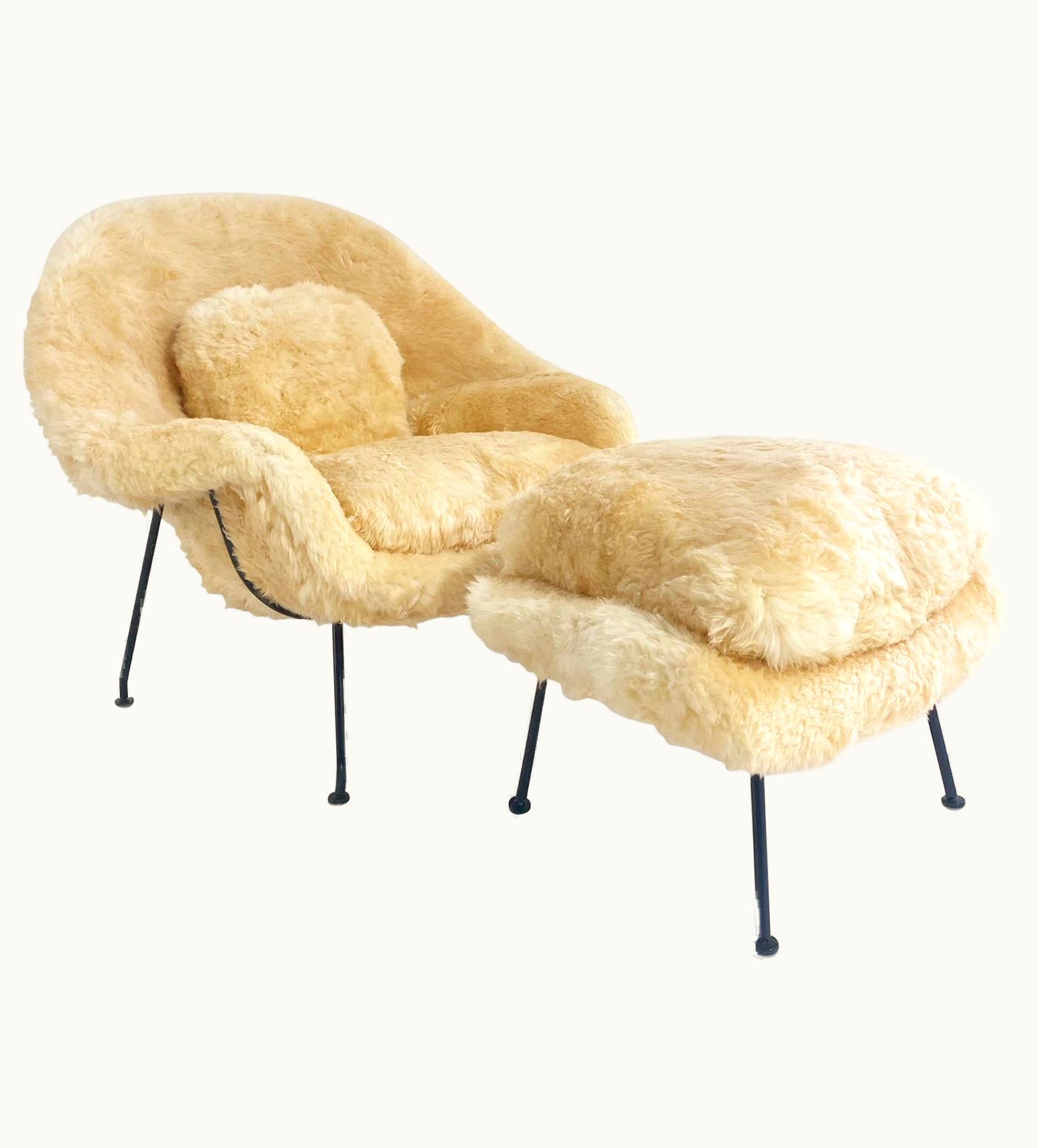 Eero Saarinen Eero Saarinen Forsyth Bespoke Eero Saarinen Womb Chair And Ottoman In Texas Sheepskin