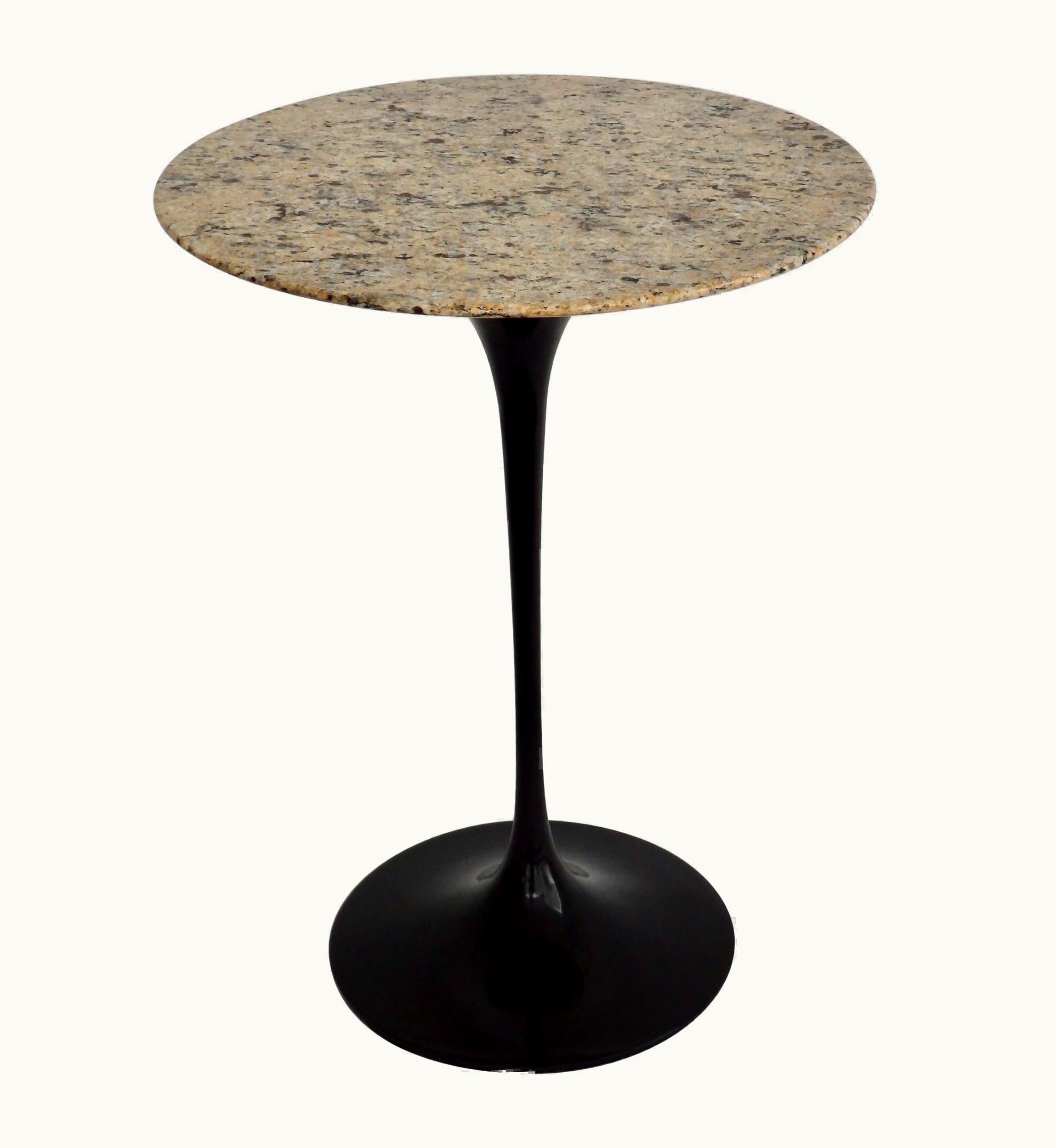 Eero Saarinen Eero Saarinen For Knoll Tulip Group Black Cast Iron Side Table With Stone Top