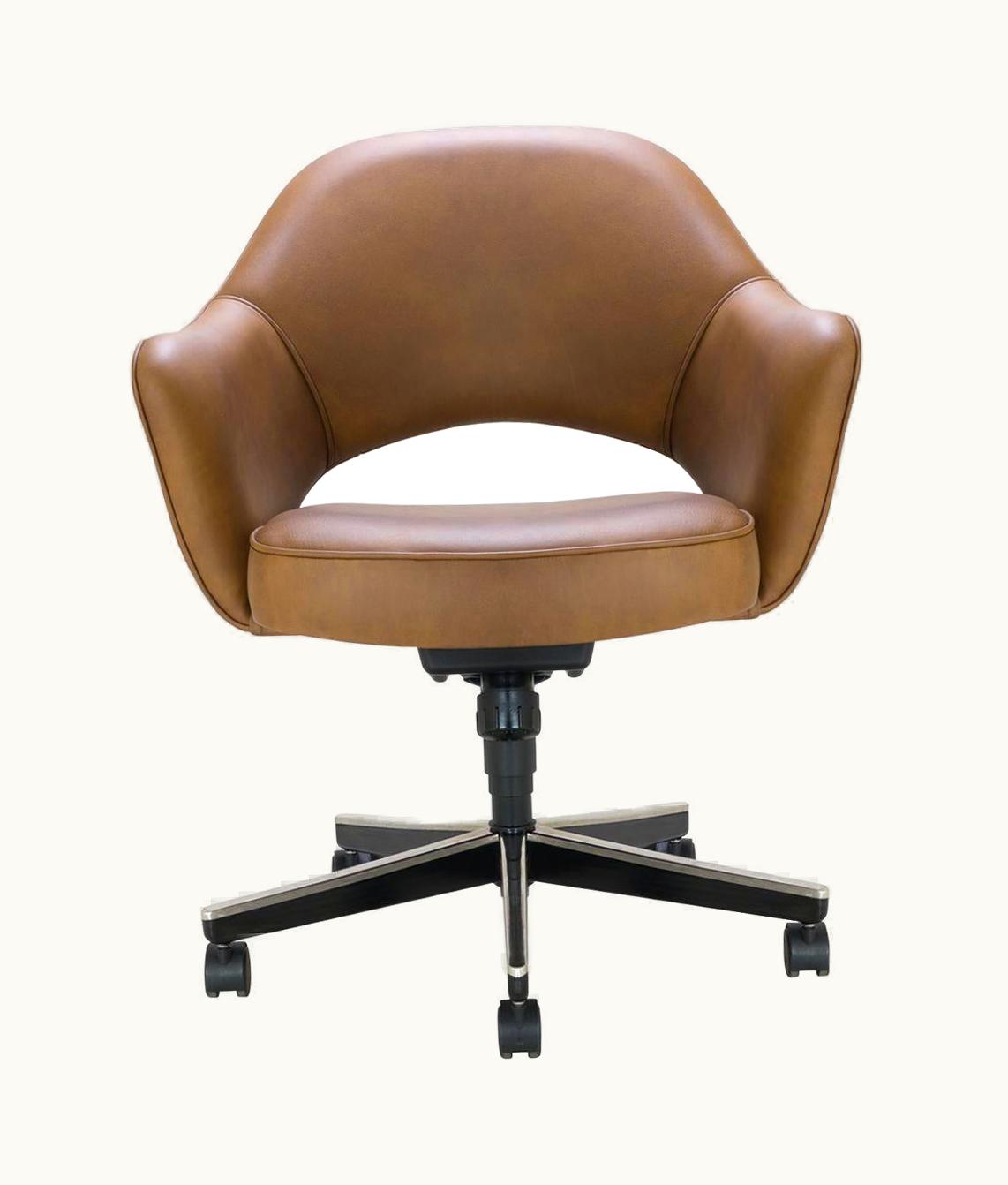 Eero Saarinen Eero Saarinen Executive Armchair In Saddle Leather, Swivel Base