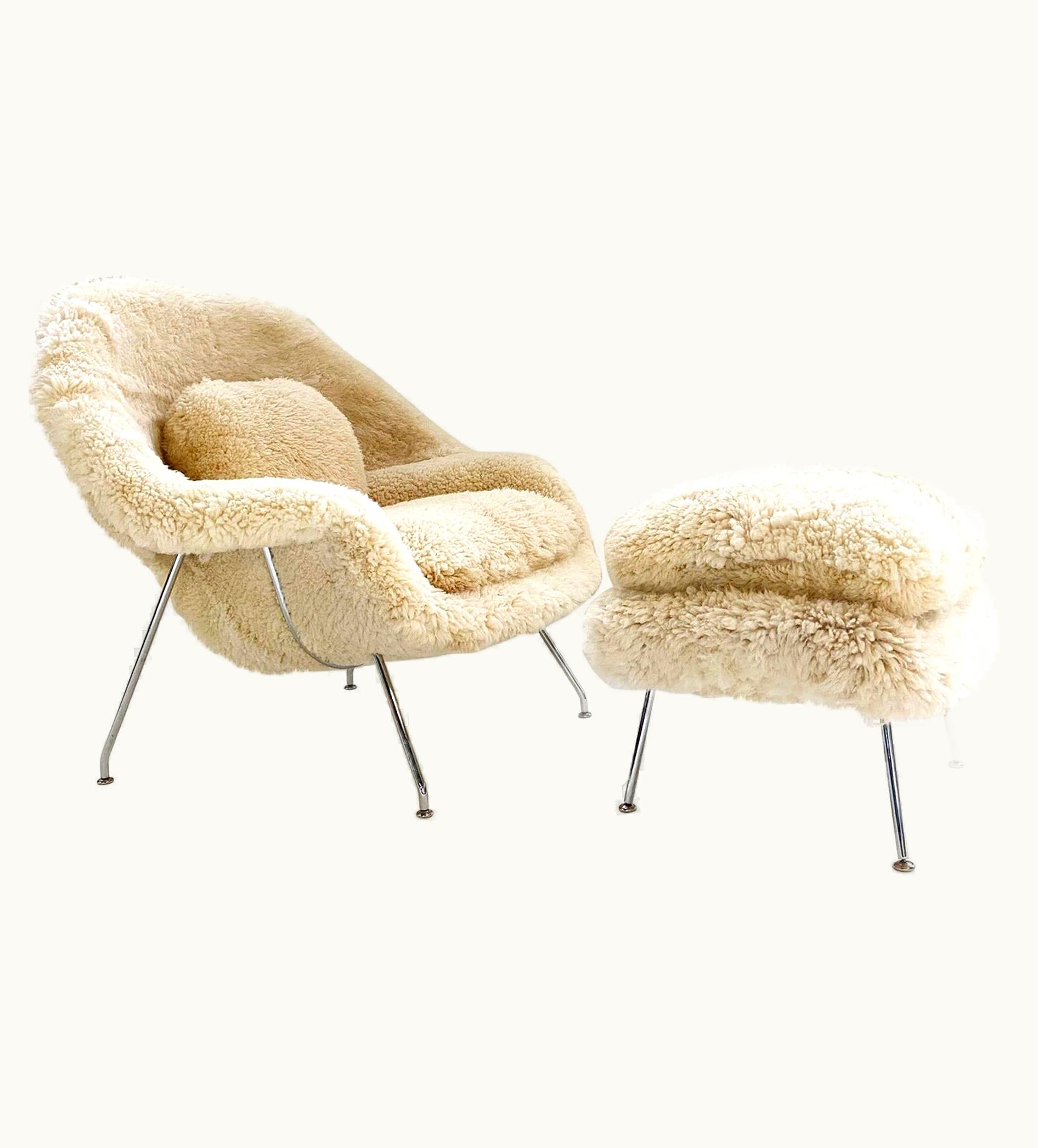 Eero Saarinen Eero Saarinen Forsyth Bespoke Eero Saarinen Womb Chair Without Ottoman In California Sheepskin