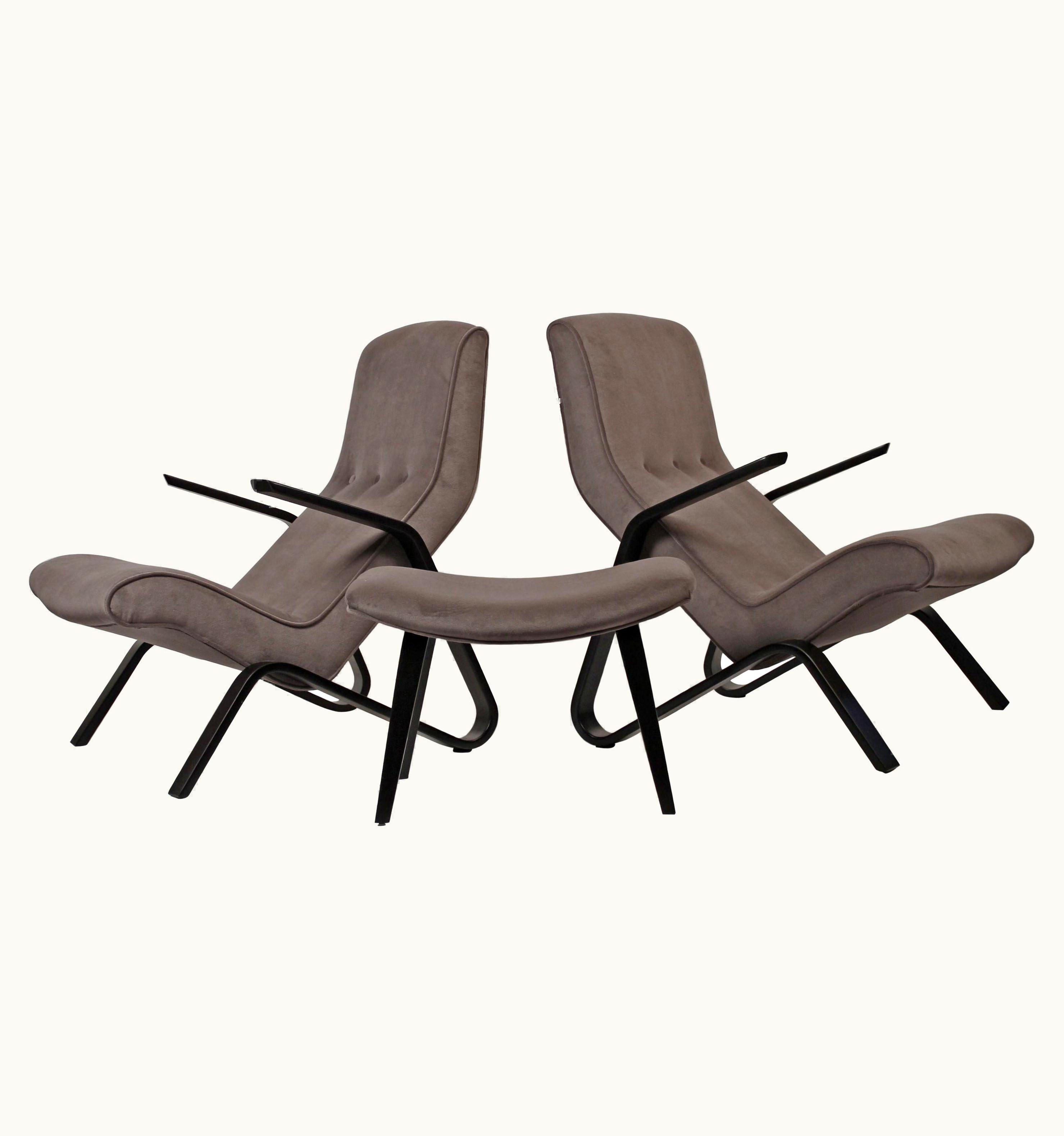 Eero Saarinen Eero Saarinen Pair Of Early Eero Saarinen Grasshopper Chairs For Knoll With Rare Black Frames