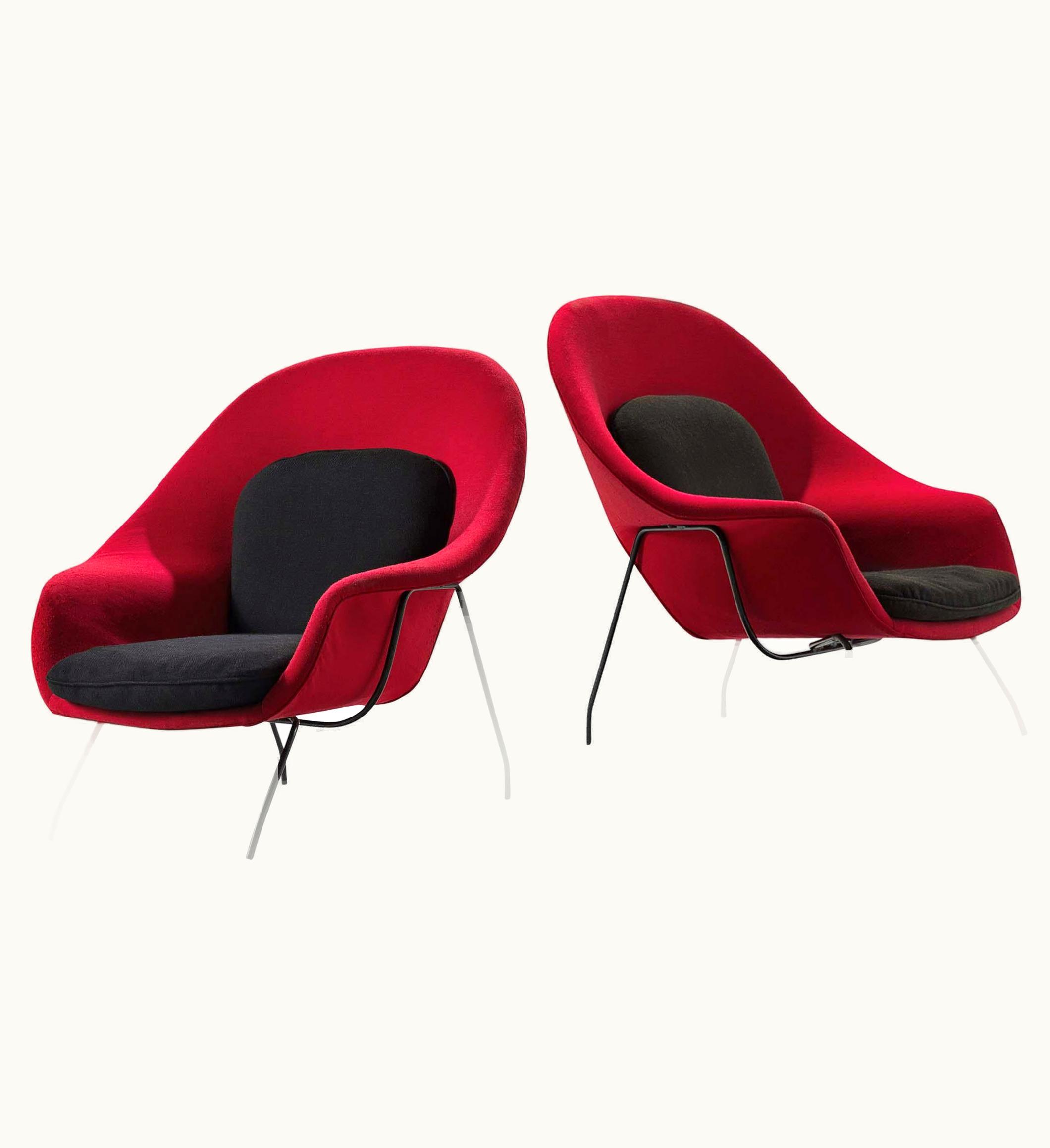 Eero Saarinen Eero Saarinen Pair Of 'Womb' Lounge Chairs In Red And Black Upholstery