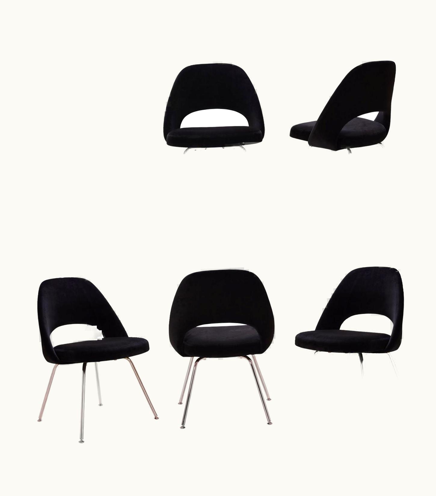 Eero Saarinen Eero Saarinen Executive Armless Chairs In Noir Velvet, 24k Gold Edition, Set Of 6