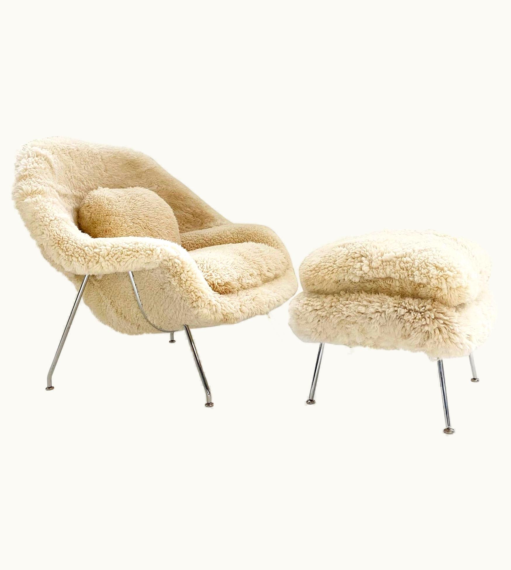 Eero Saarinen Eero Saarinen Forsyth Bespoke Eero Saarinen Womb Chair And Ottoman In California Sheepskin