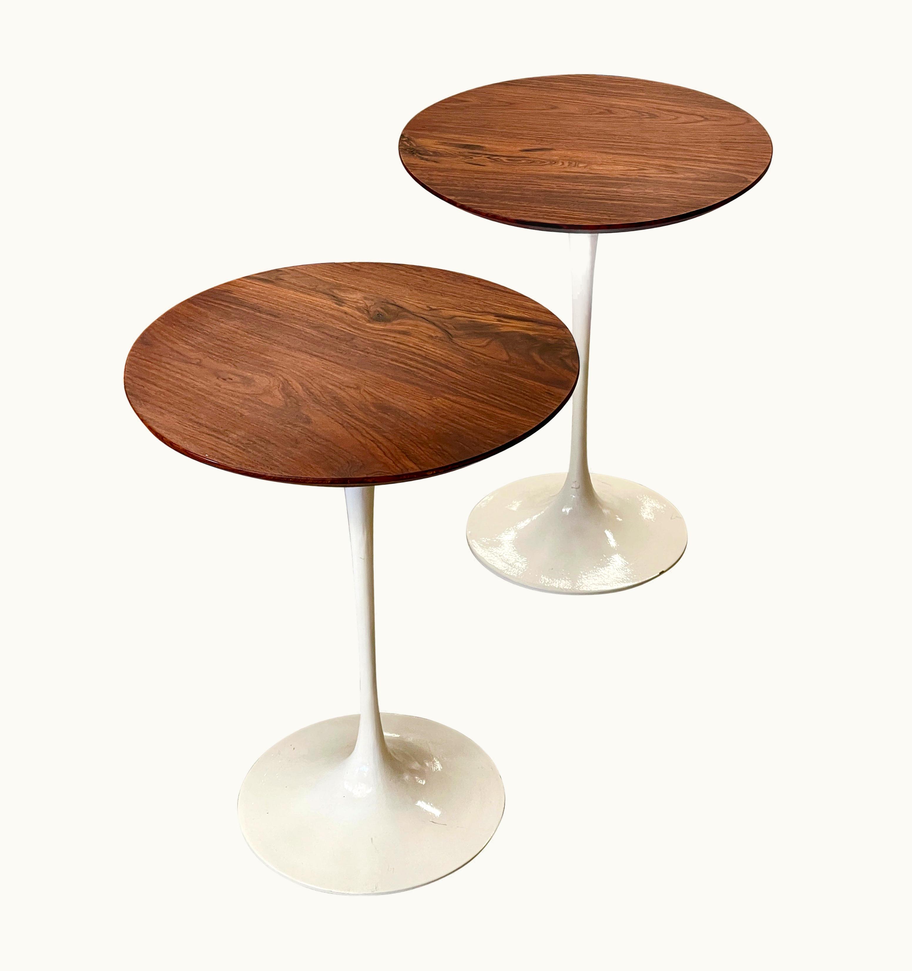 Eero Saarinen Eero Saarinen Pair Of 1970's Walnut Knoll Saarinen Tulip Tables