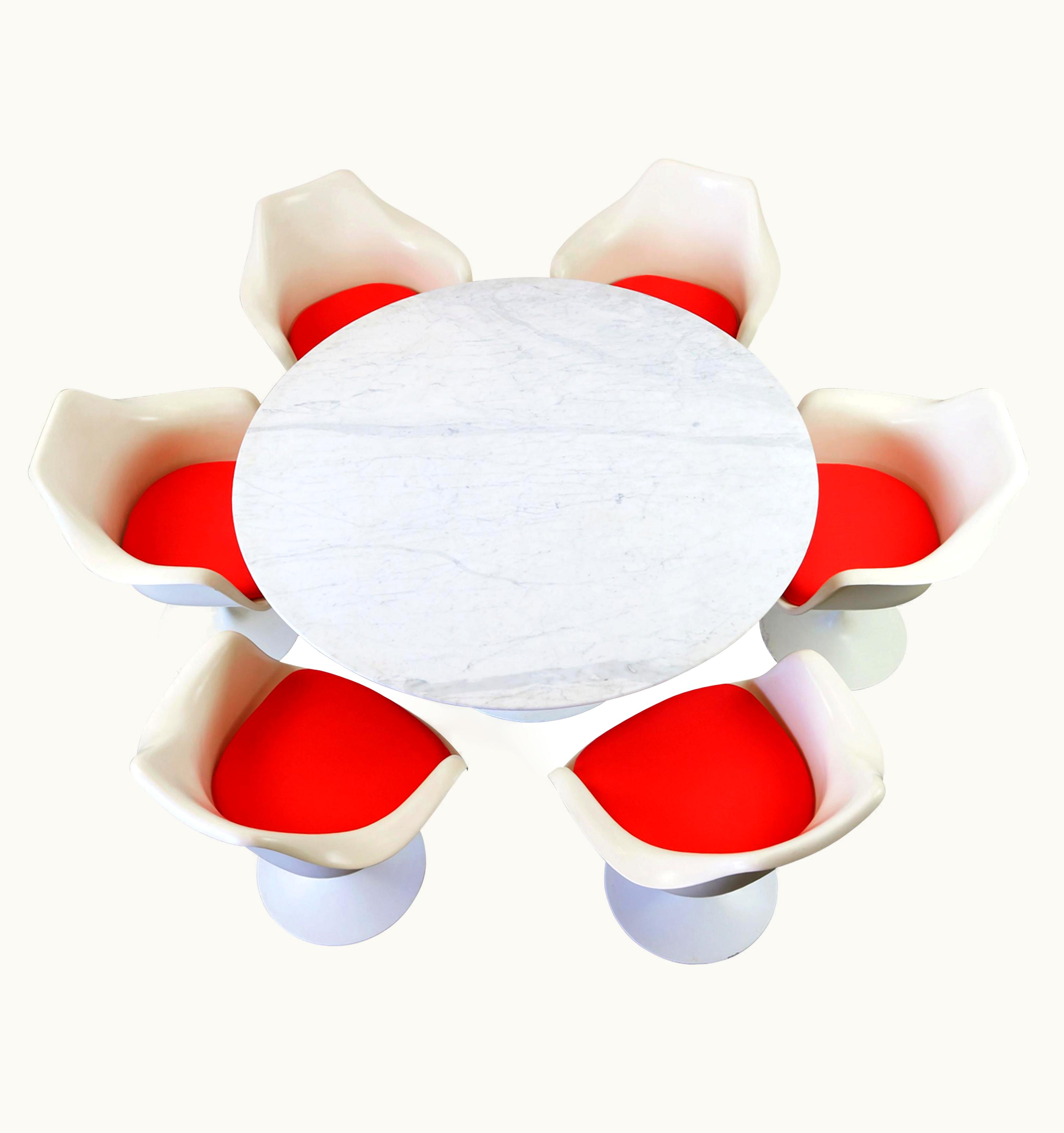 Eero Saarinen Eero Saarinen Knoll Tulip Dining Set By Eero Saarinen 1960s Large Marble Table Armchairs