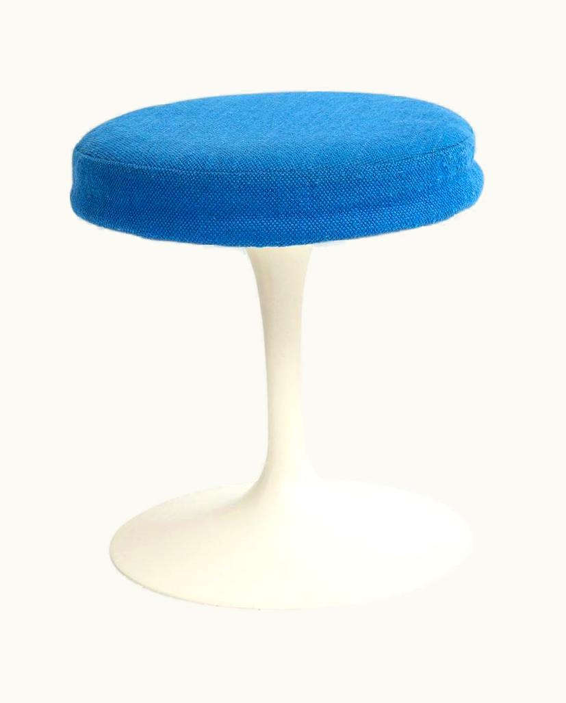 Eero Saarinen Eero Saarinen For Knoll Stool, Swivel, Blue, White, Signed