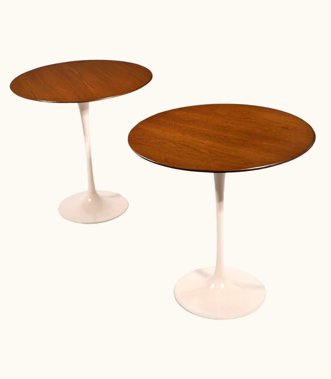 Eero Saarinen Eero Saarinen Walnut Tulip Side Table For Knoll With Walnut Tops