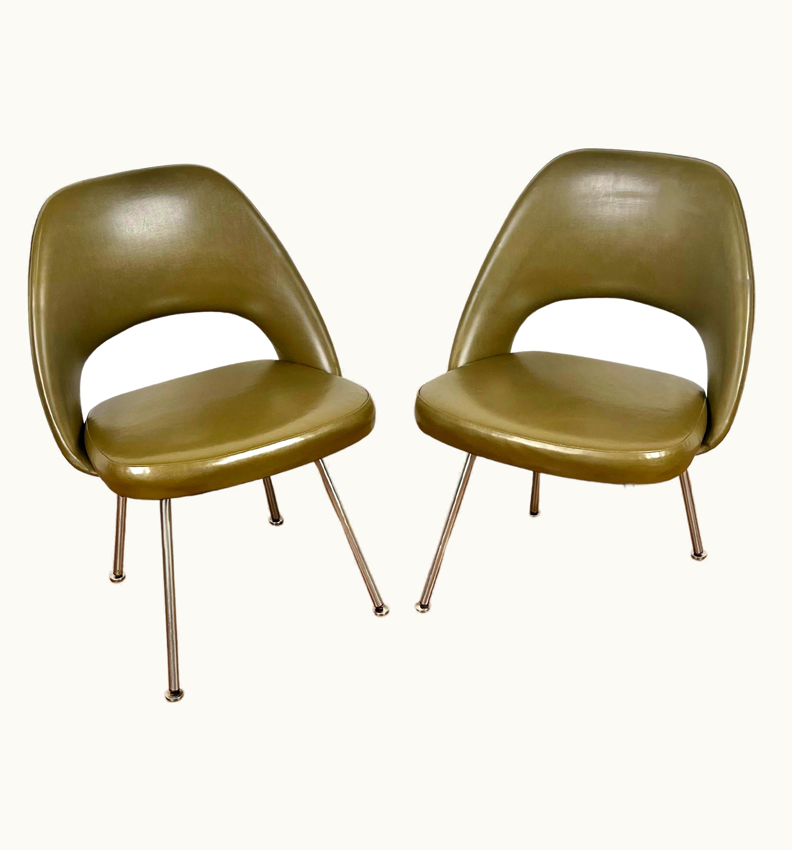 Eero Saarinen Eero Saarinen Pair Original Bronze Green Early Eero Saarinen 71 Executive Side Chairs Knoll