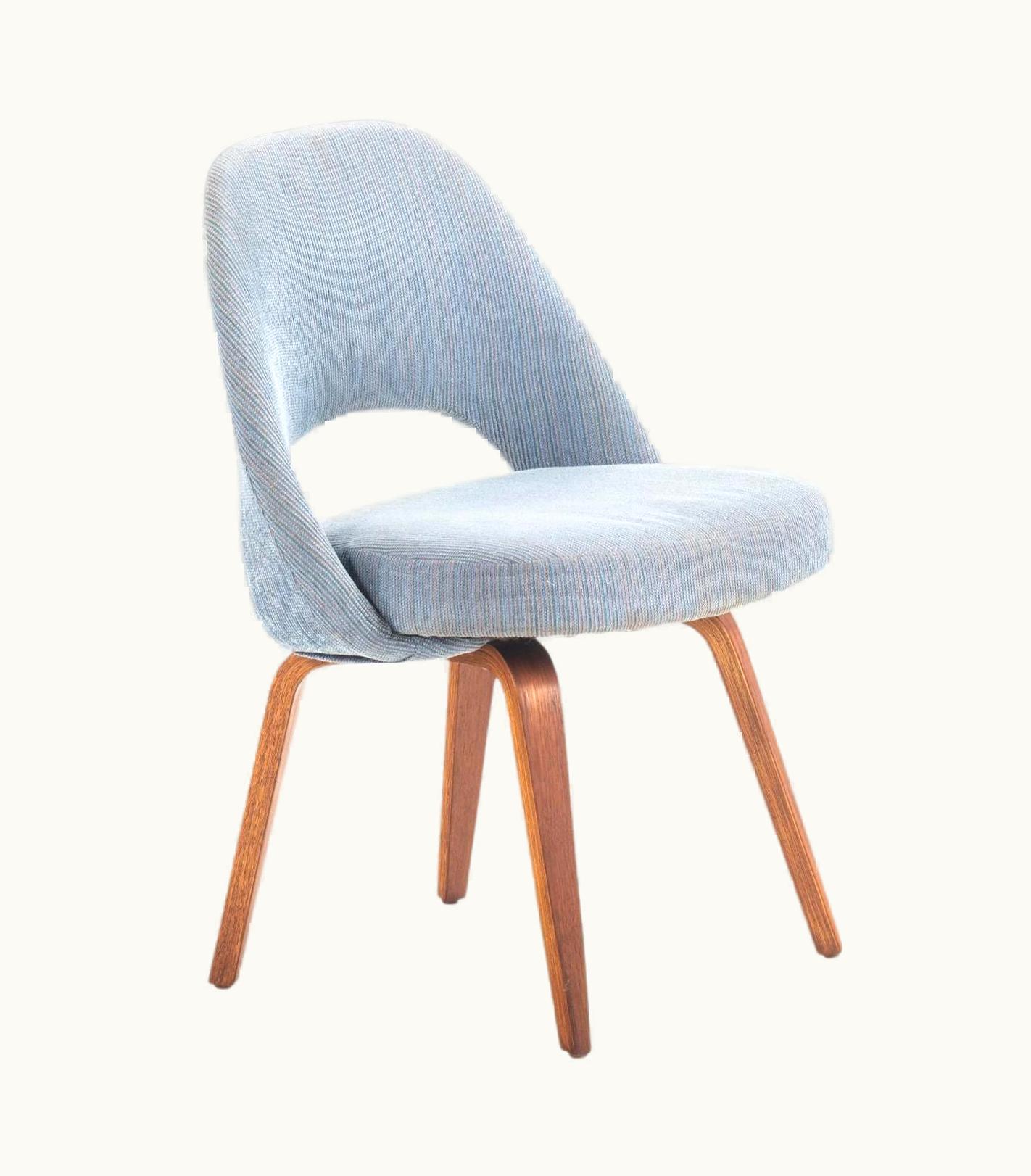 Eero Saarinen Eero Saarinen Executive Armless Chair Bentwood Leg, Original Knoll Fabric, C. 1960s