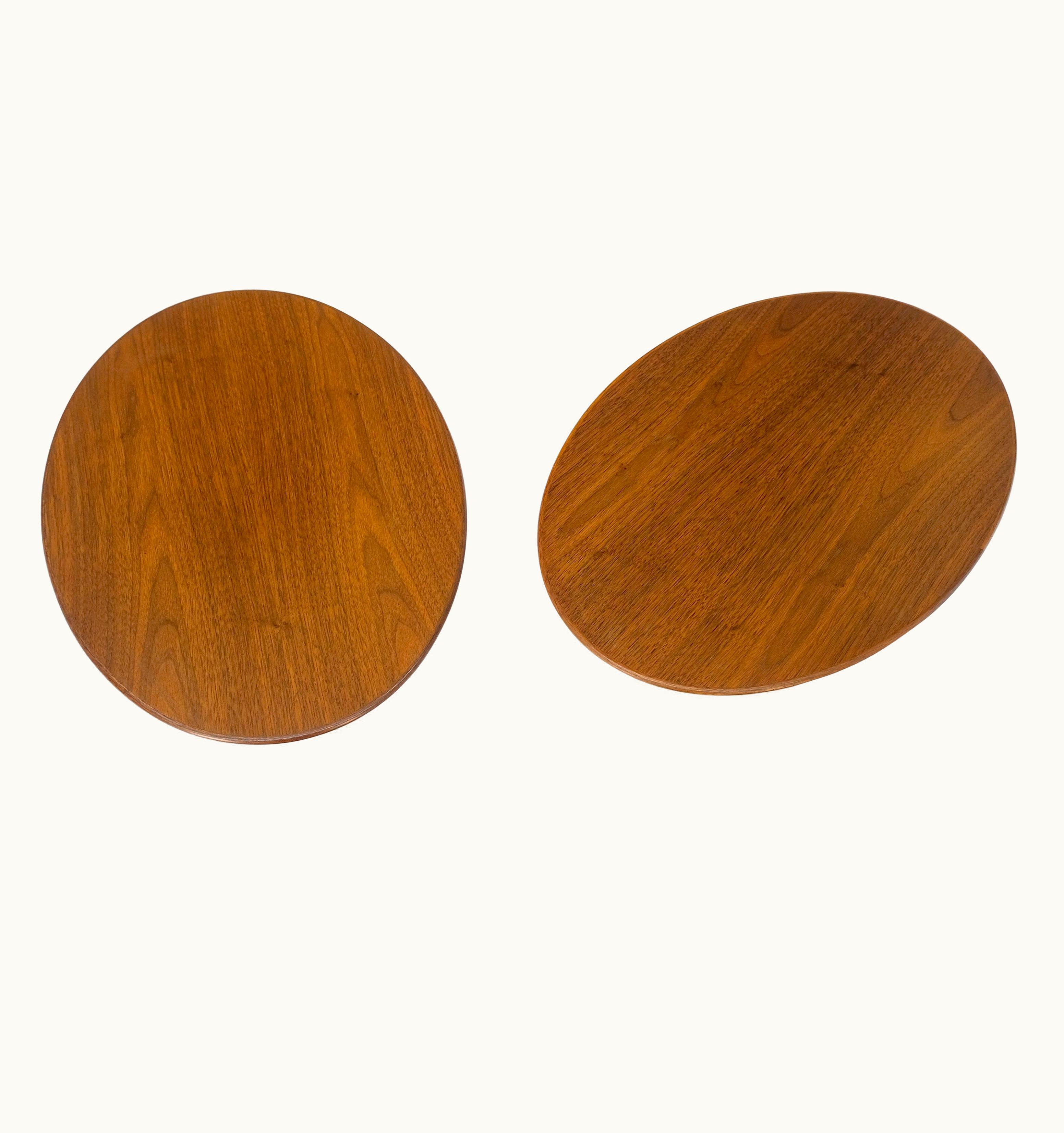 Knoll;Eero Saarinen Knoll;Eero Saarinen Pair Of Knoll Saarinen Oval Walnut Tulip Side End Tables Stands Mint!