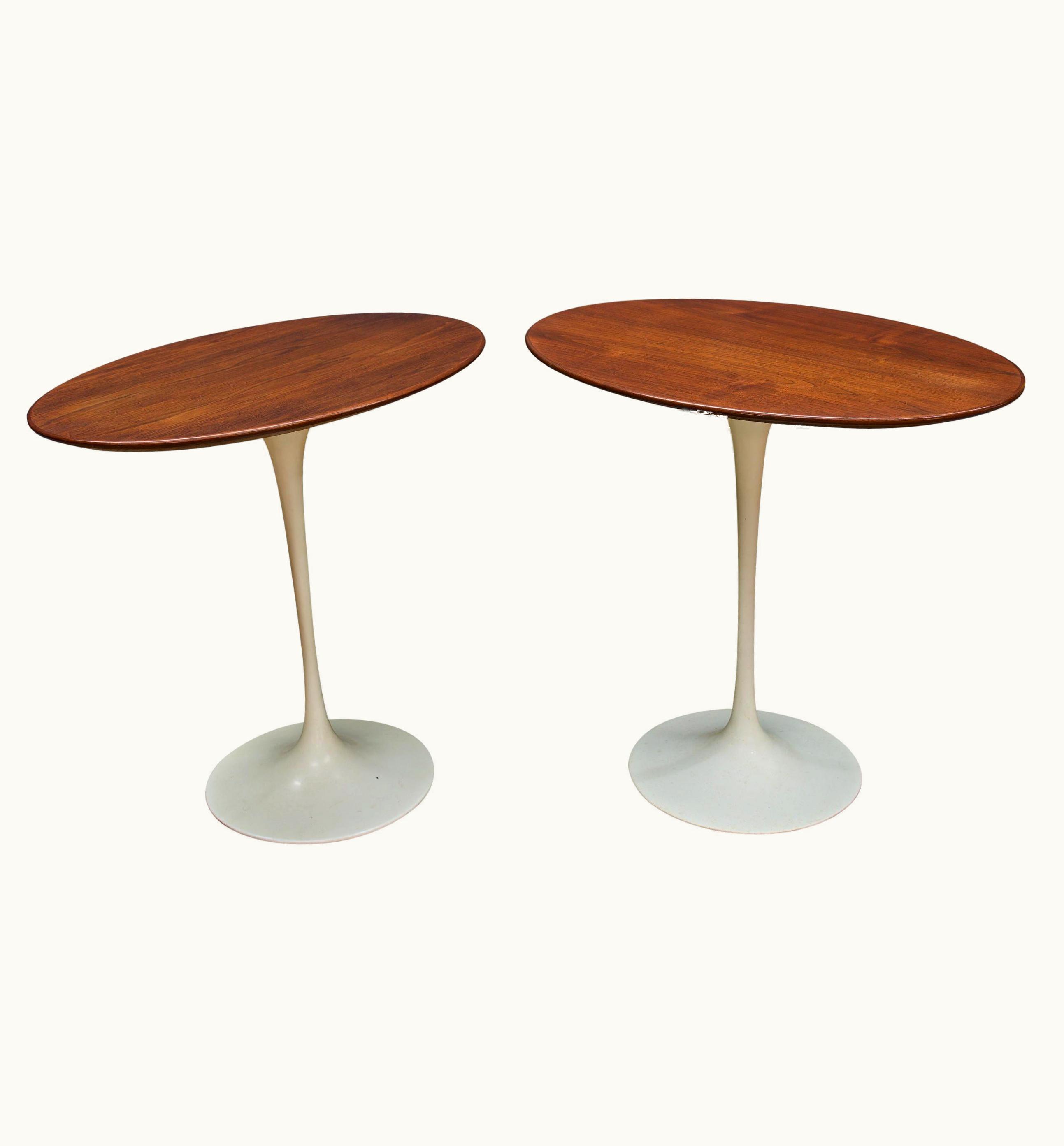Eero Saarinen Eero Saarinen Pair Of Oval Walnut Tulip Side Tables Eero Saarinen Knoll Cabin Modern Sparse