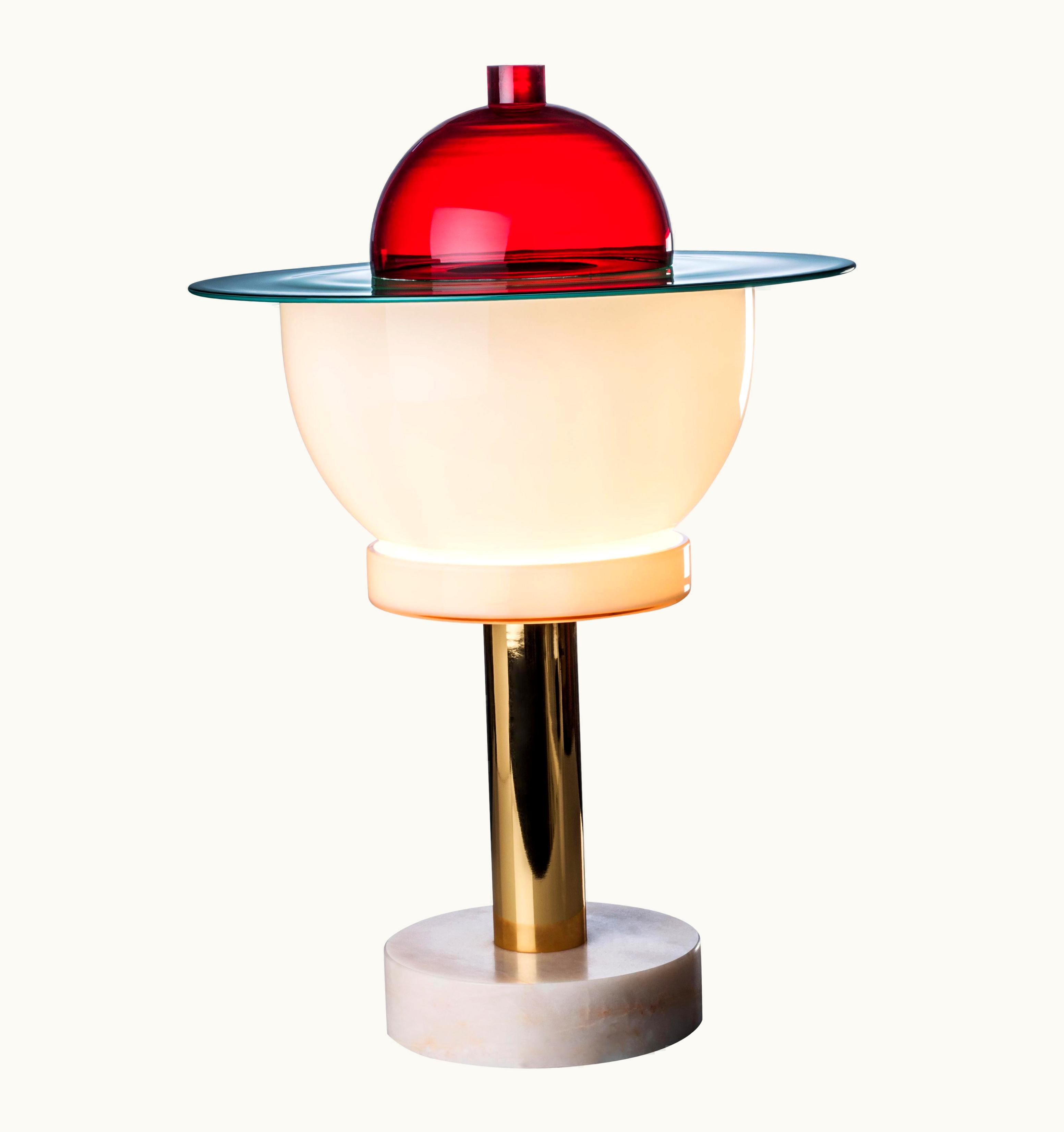 Ettore Sottsass Ettore Sottsass Venini Nopuram Table Lamp In Red By Ettore Sottsass