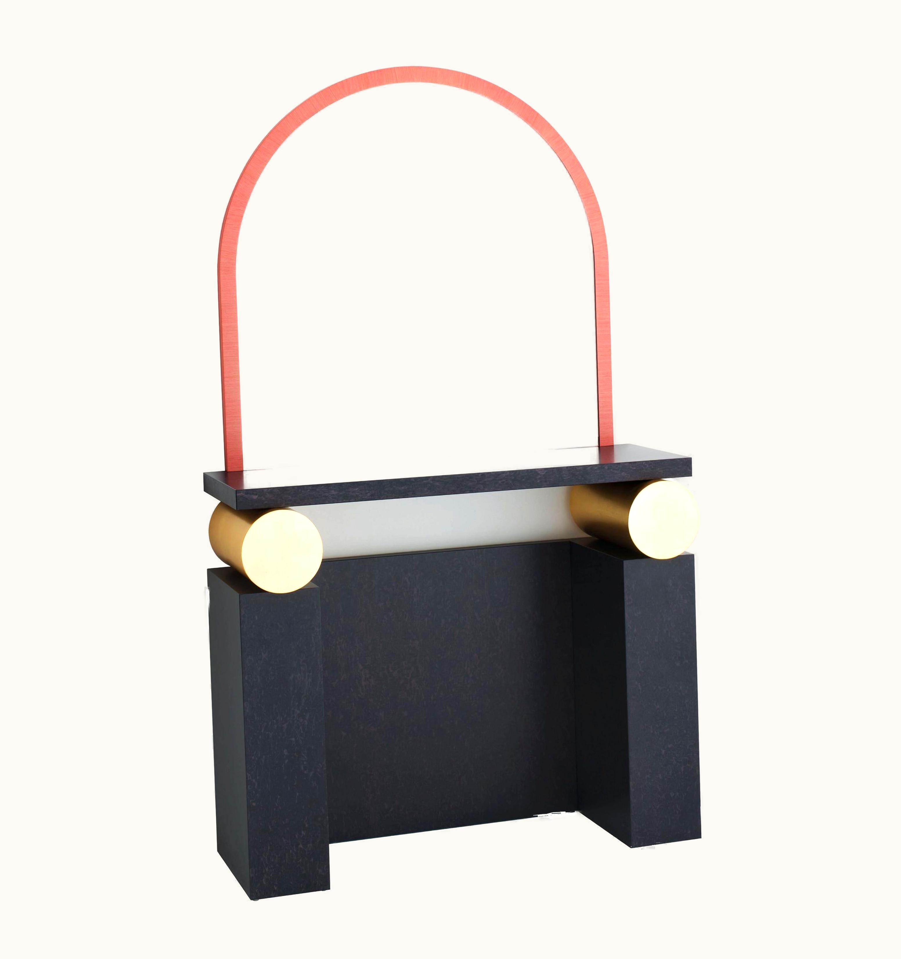 Ettore Sottsass Ettore Sottsass Etrusco Mirror Unit With Aniline-Vanished Wood, By Ettore Sottsass, Glas Italia