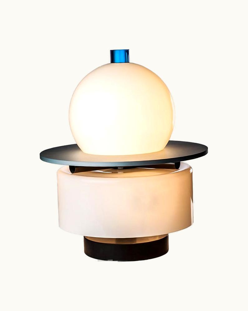 Ettore Sottsass Ettore Sottsass 21st Century Ettore Sottsass Collection Kiritam Table Lamp In Aquamarine/Milk-Wh