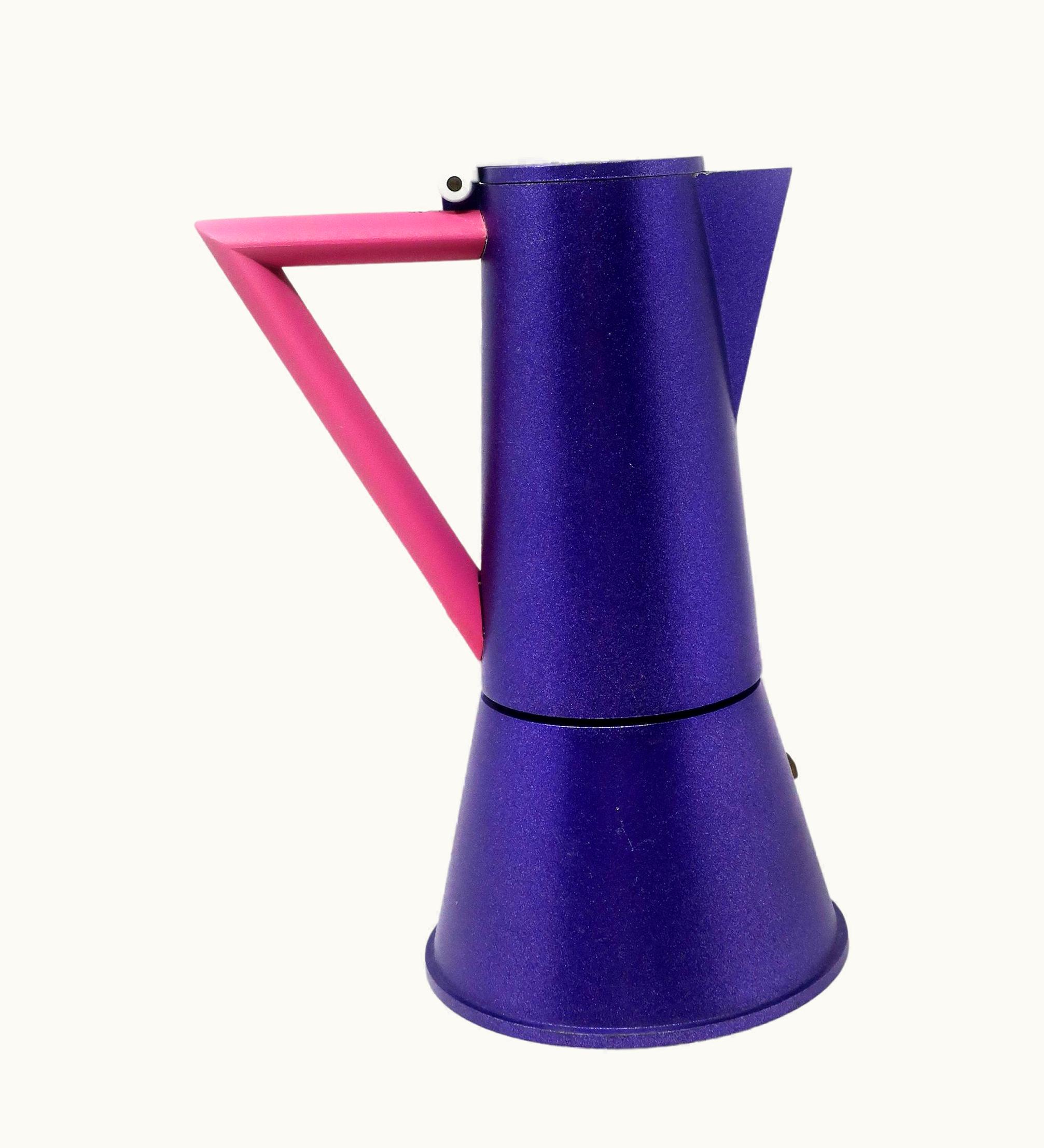 Ettore Sottsass Ettore Sottsass Postmodern Pink And Purple Espresso Pot By Ettore Sottsass For Lagostina
