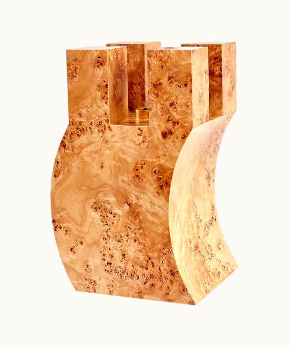 Ettore Sottsass Ettore Sottsass R Limited Edition Vase In Wood And Murano Glass For Flowers