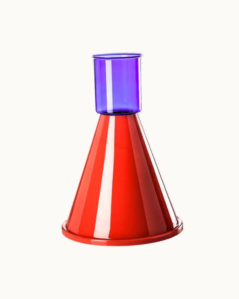 Ettore Sottsass Ettore Sottsass 21st Century Goburam Glass Vase In Coral/Nocturnal By Ettore Sottsass