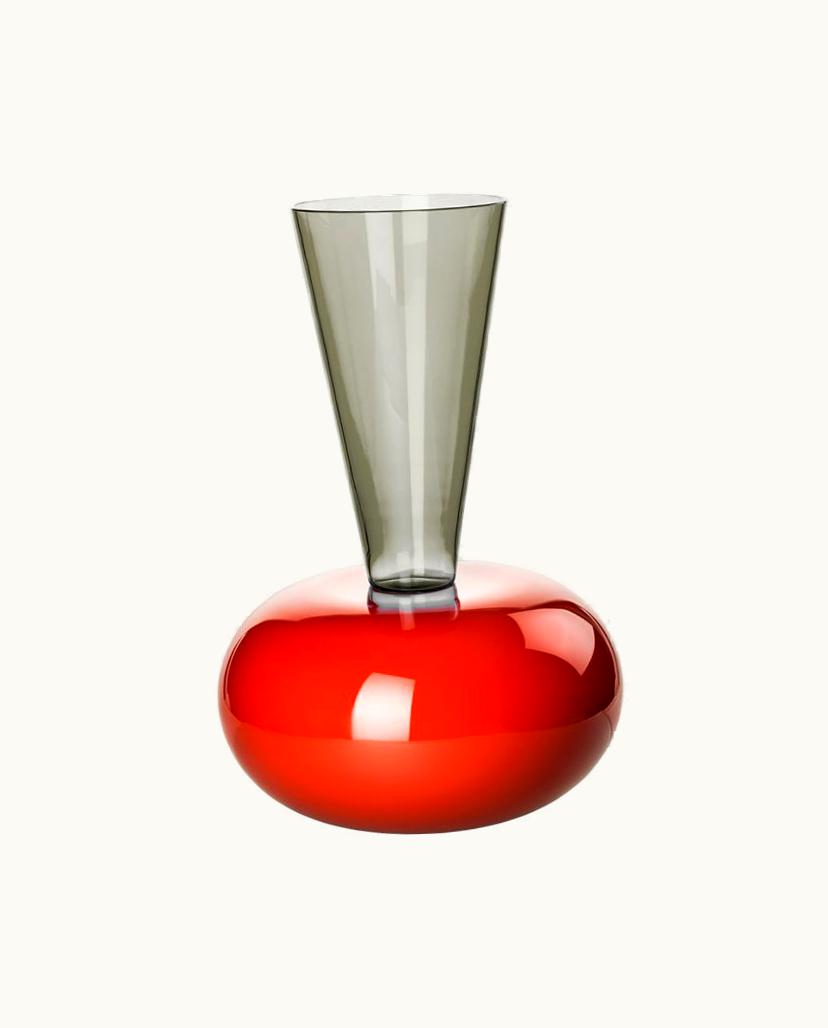Ettore Sottsass Ettore Sottsass 21st Century Puzzle Glass Vase In Coral / Grey By Ettore Sottsass