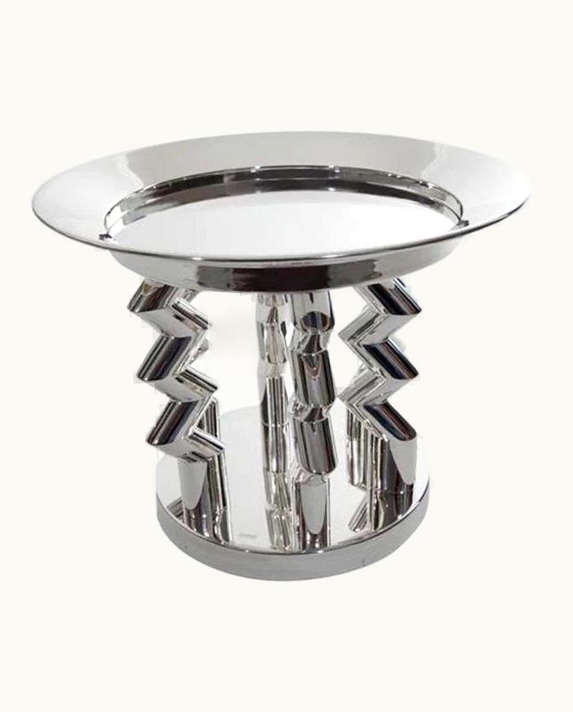 Ettore Sottsass Ettore Sottsass Murmansk Silver Plated Brass Fruit Bowl, By Ettore Sottsass From Memphis Milano