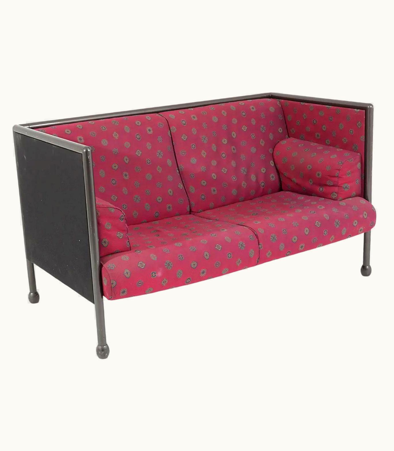 Ettore Sottsass Ettore Sottsass For Cassina Postmodern Sofa Model Danube In Red Fabric, 1990s
