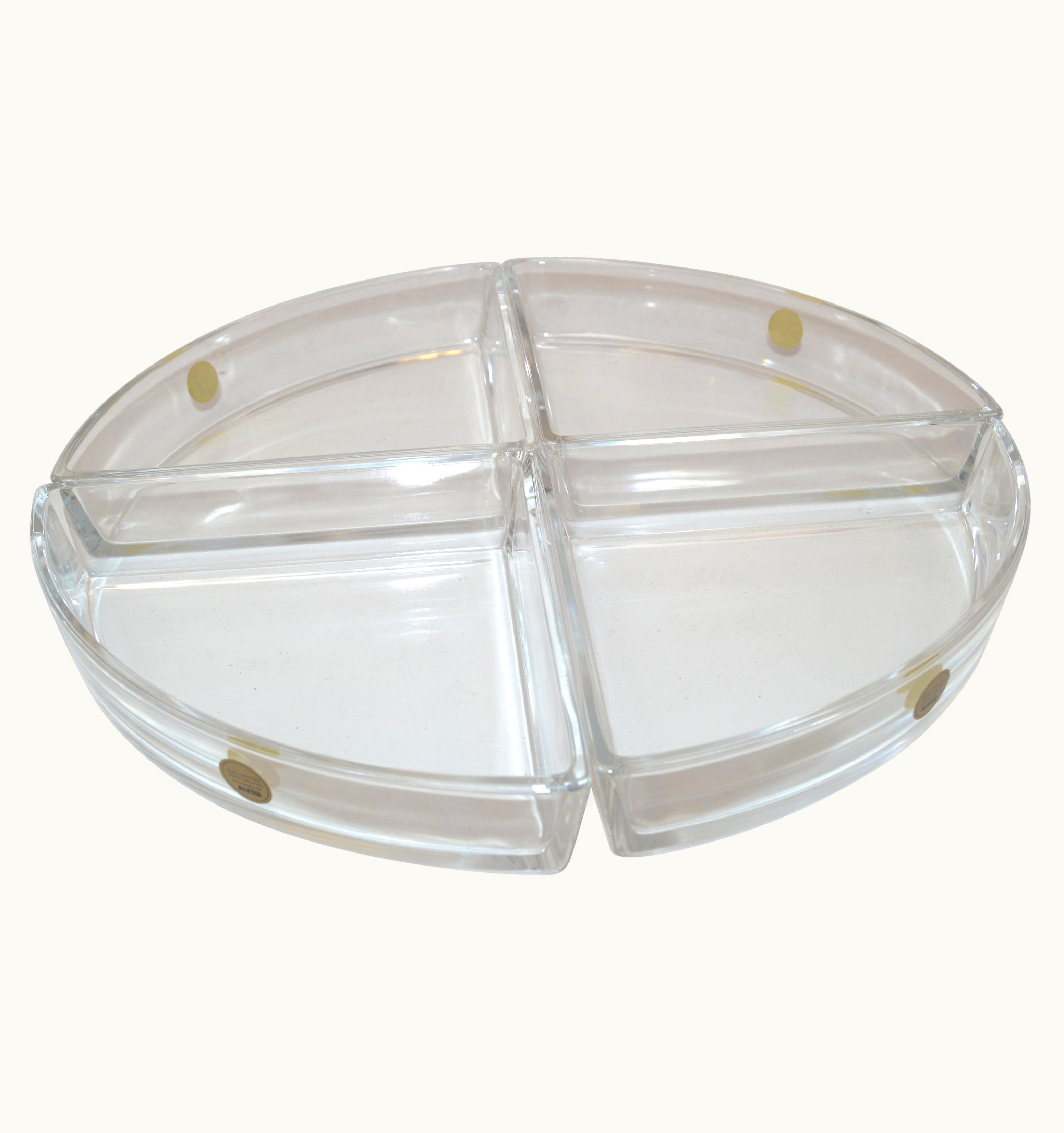 Ettore Sottsass Ettore Sottsass Alessi 4 Parts Hors D'oeuvres Service Crystal Glass Designed Ettore Sottsass