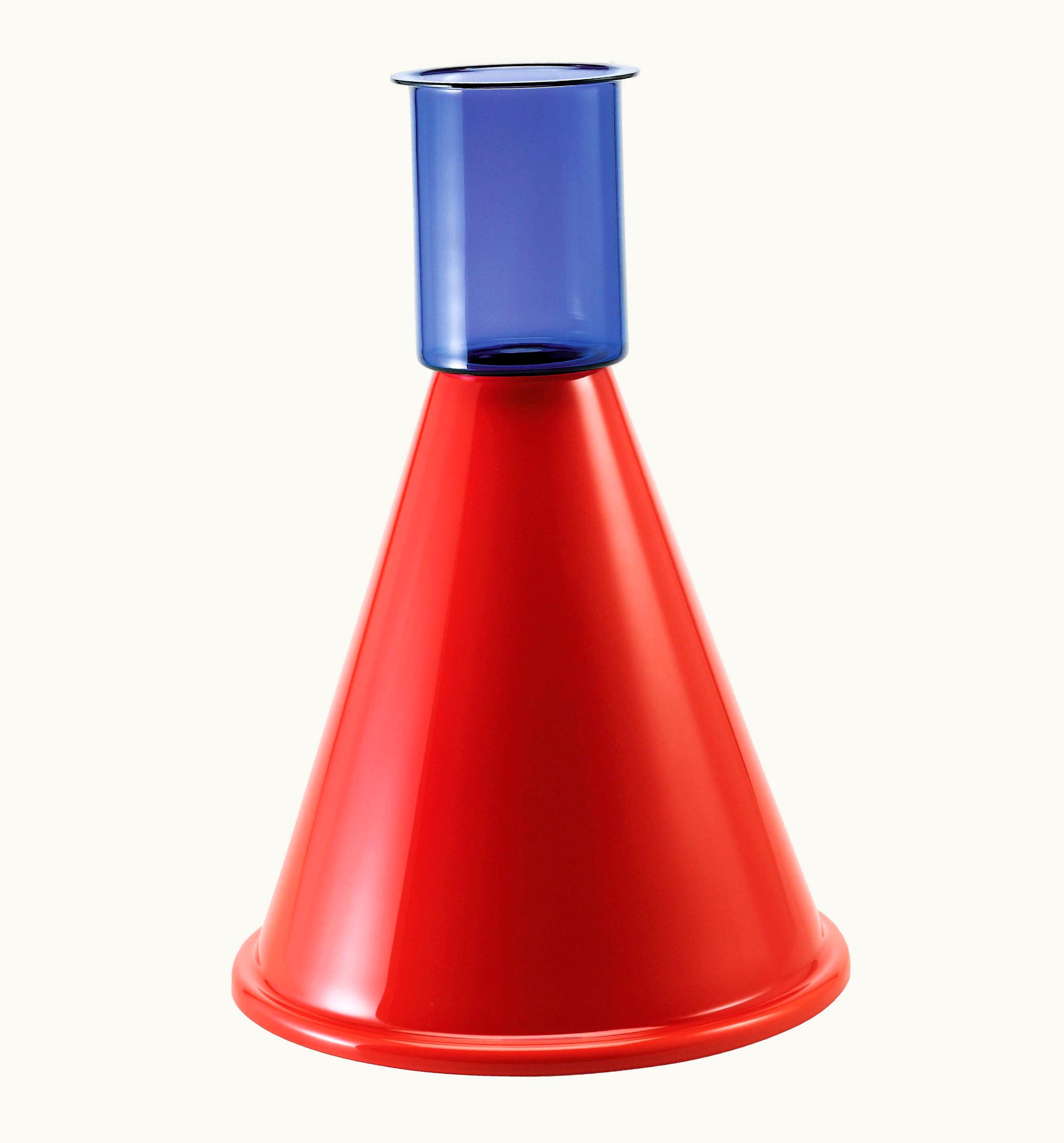 Ettore Sottsass Ettore Sottsass Venini Goburam Glass Vase In Midnight Blue And Red By Ettore Sottsass